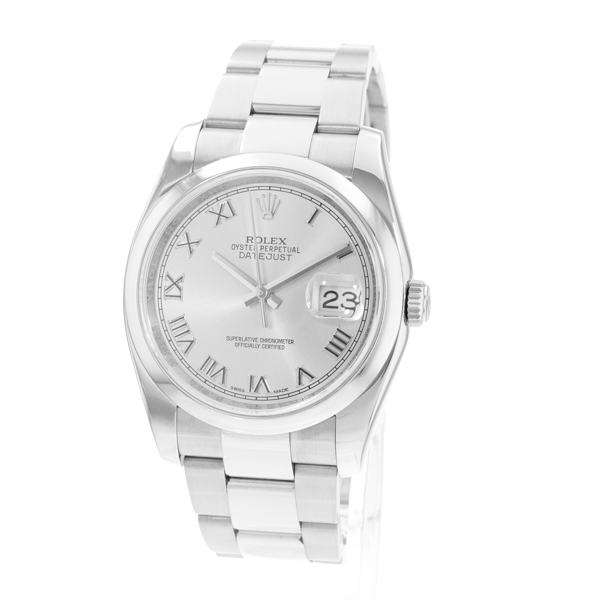Rolex Datejust 36 116200 Silver Roman Steel Oyster Mens Watch Card 2014 thumbnail 4