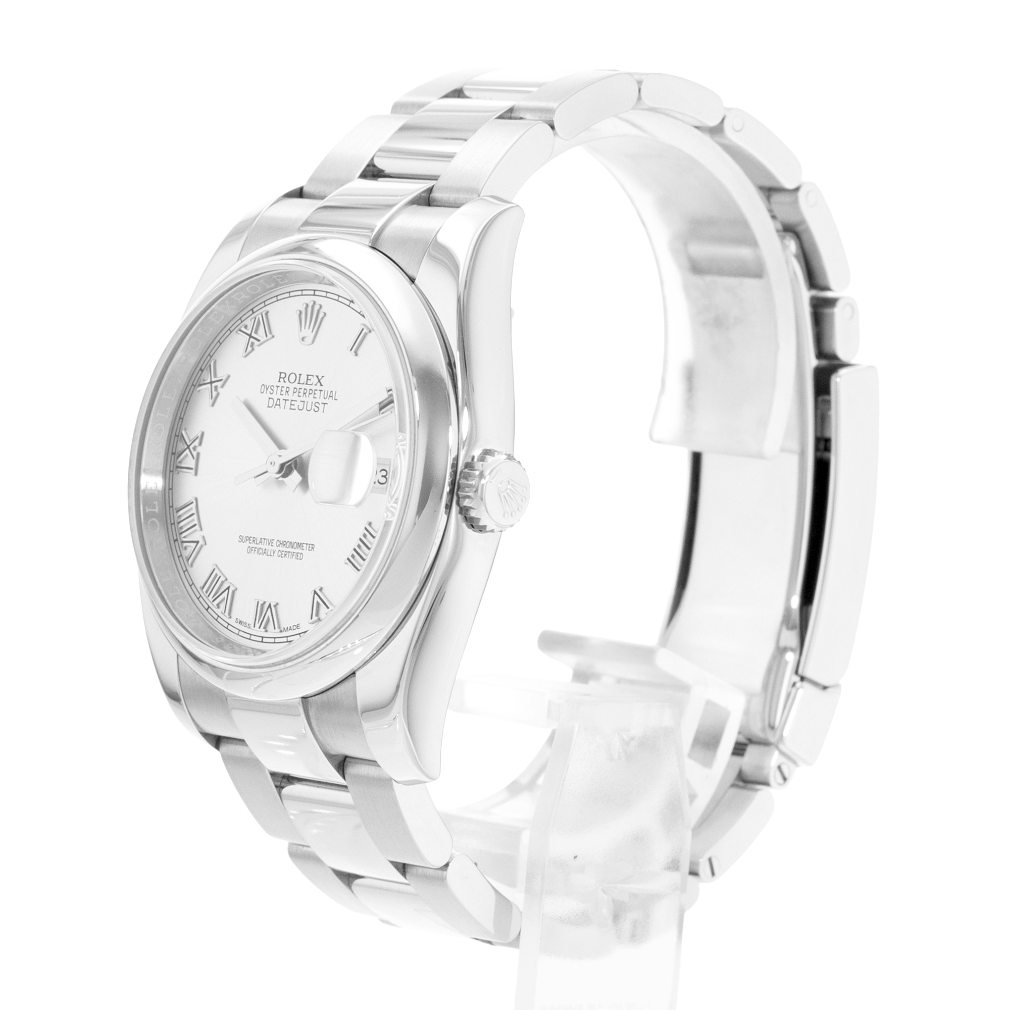 Rolex Datejust 36 116200 Silver Roman Steel Oyster Mens Watch Card 2014 thumbnail 5