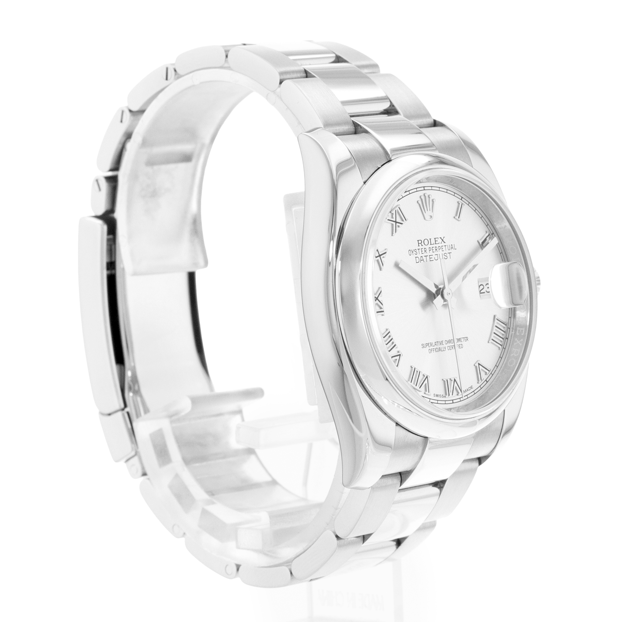 Rolex Datejust 36 116200 Silver Roman Steel Oyster Mens Watch Card 2014 thumbnail 6