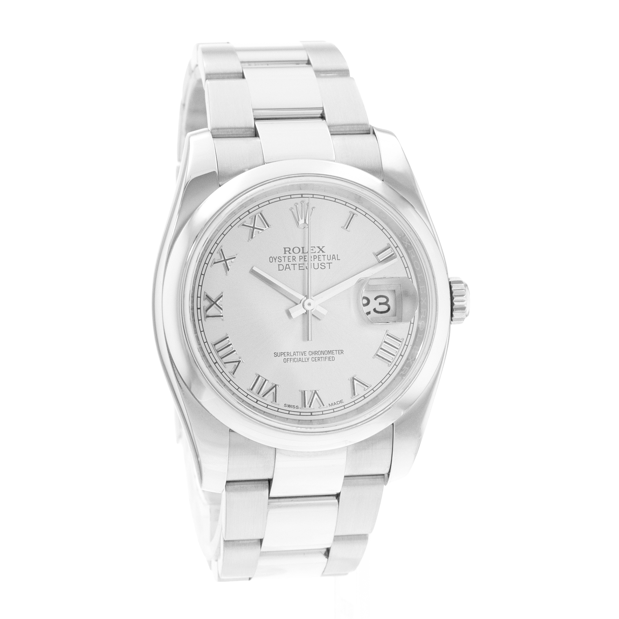 Rolex Datejust 36 116200 Silver Roman Steel Oyster Mens Watch Card 2014 thumbnail 7