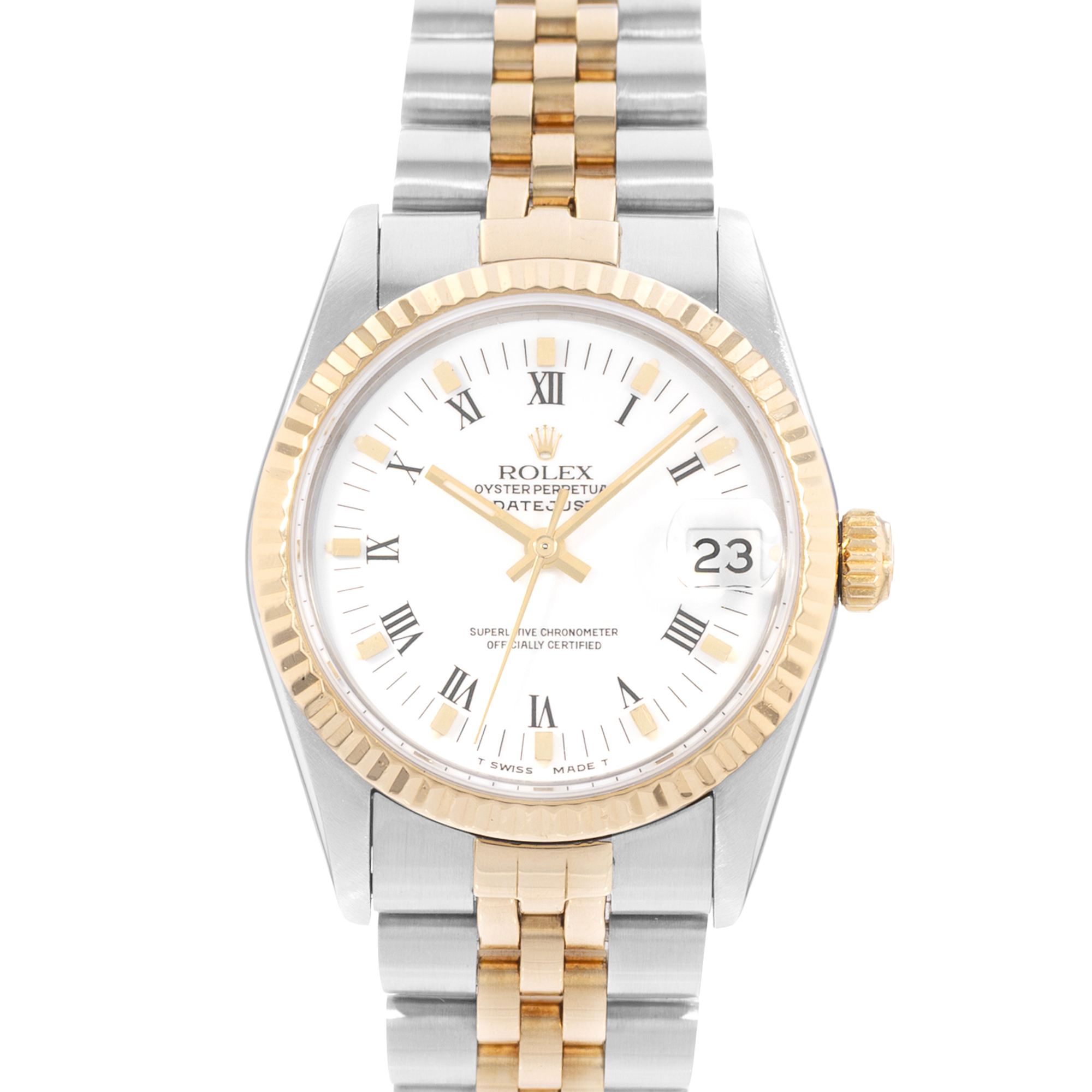 Rolex Datejust 31 68273 White Roman Dial Steel Yellow Gold Ladies Watch thumbnail 1