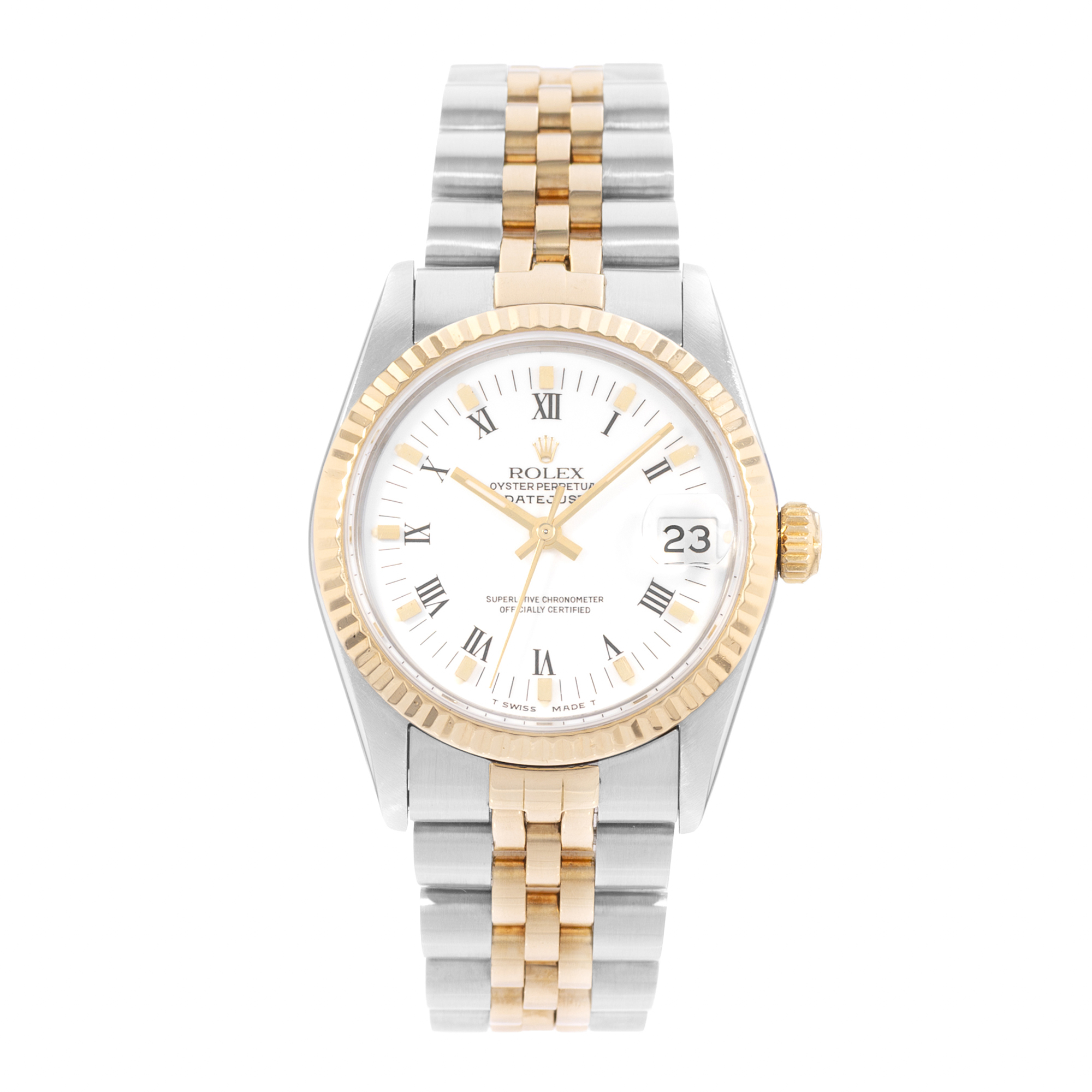 Rolex Datejust 31 68273 White Roman Dial Steel Yellow Gold Ladies Watch thumbnail 2