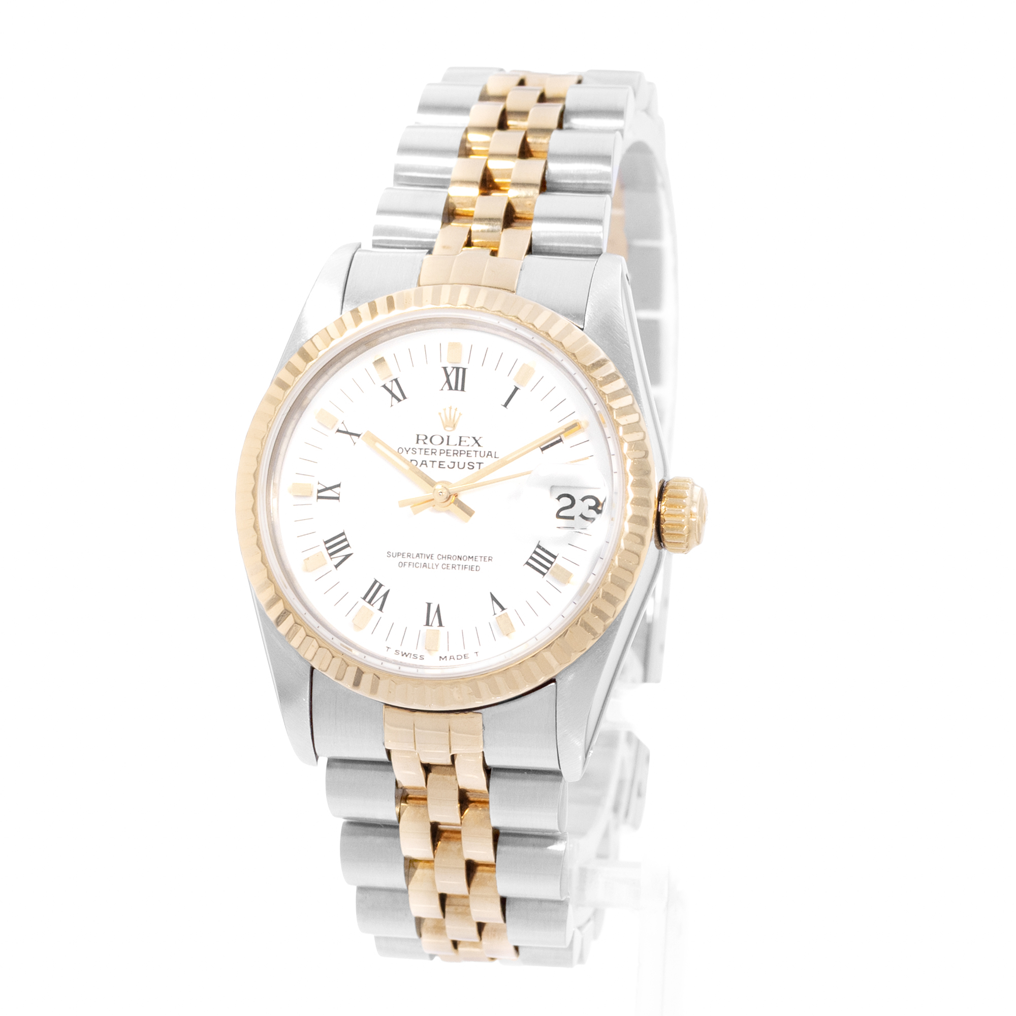 Rolex Datejust 31 68273 White Roman Dial Steel Yellow Gold Ladies Watch thumbnail 3