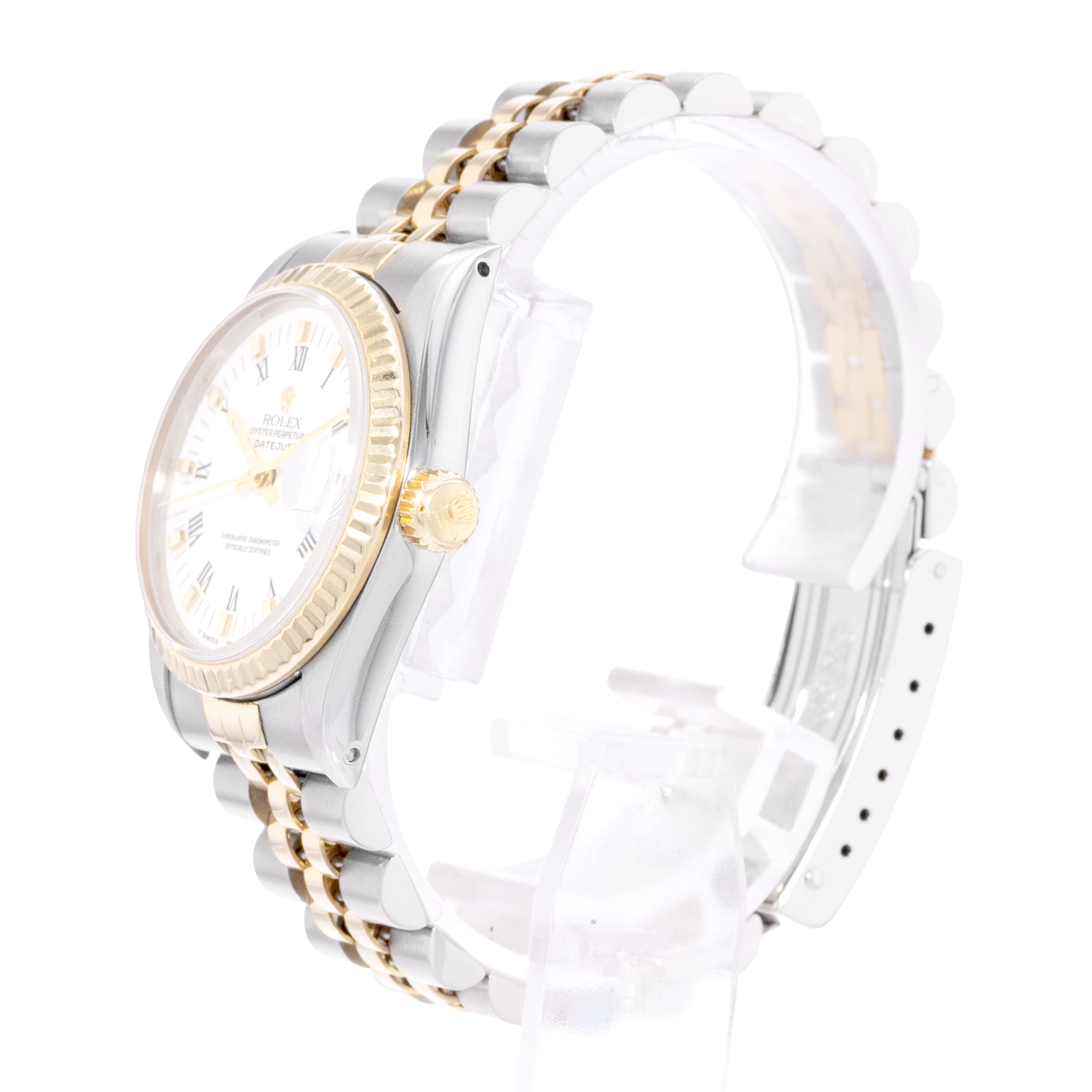 Rolex Datejust 31 68273 White Roman Dial Steel Yellow Gold Ladies Watch thumbnail 4