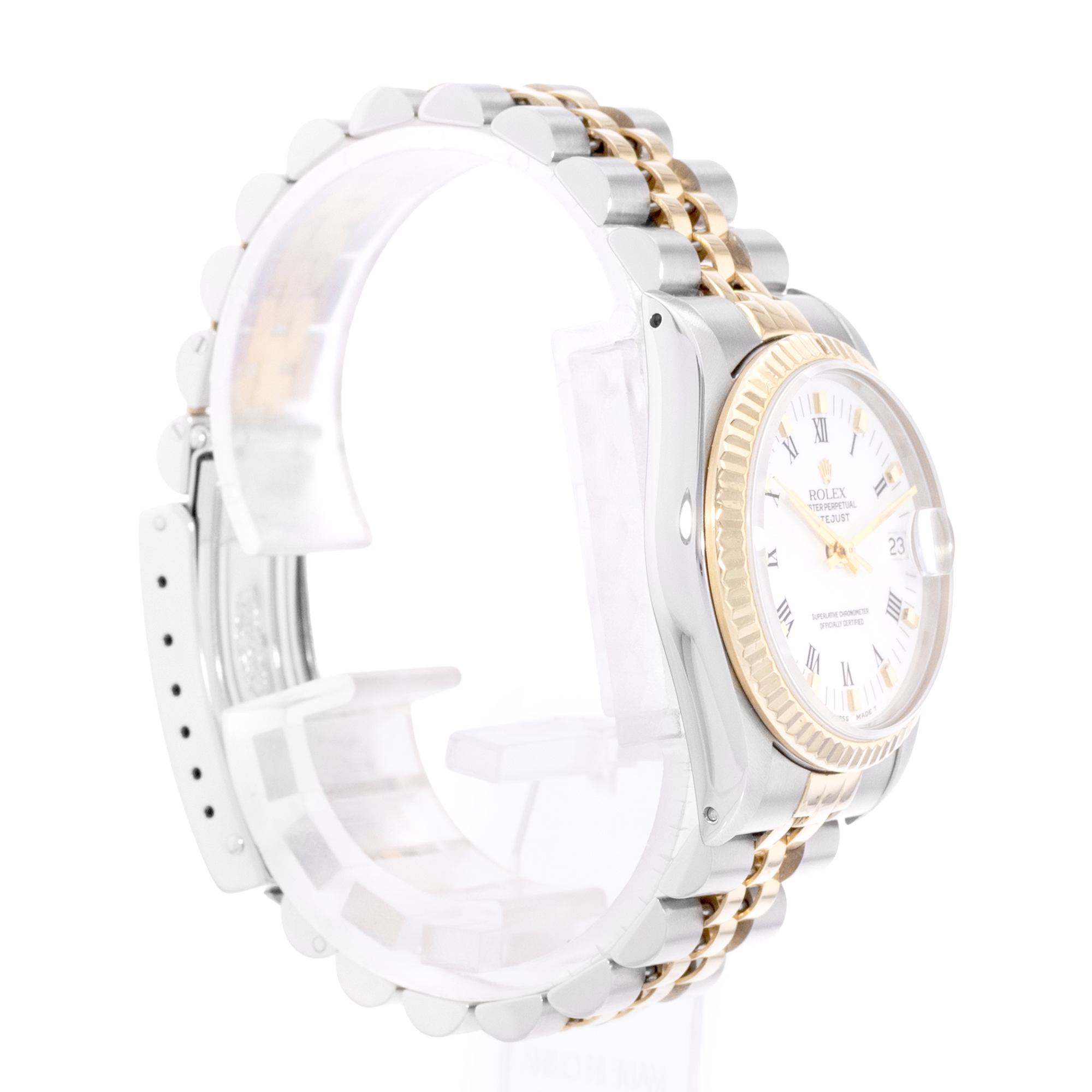 Rolex Datejust 31 68273 White Roman Dial Steel Yellow Gold Ladies Watch thumbnail 5