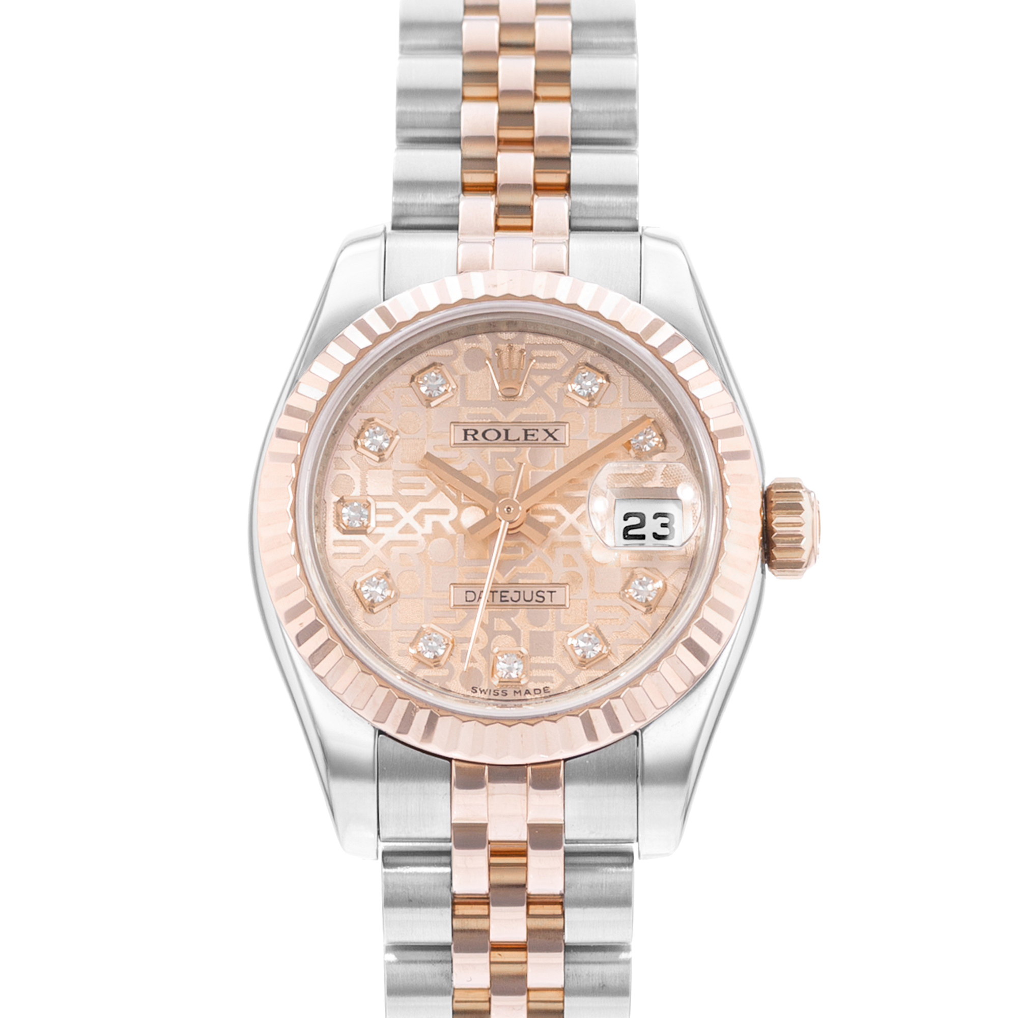 Rolex Datejust 26 179171 Pink Diamond Steel Gold Jubilee Ladies Watch thumbnail 1
