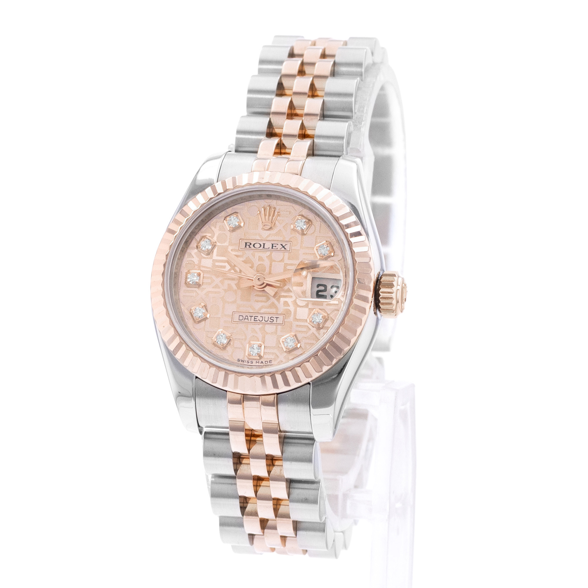Rolex Datejust 26 179171 Pink Diamond Steel Gold Jubilee Ladies Watch thumbnail 3