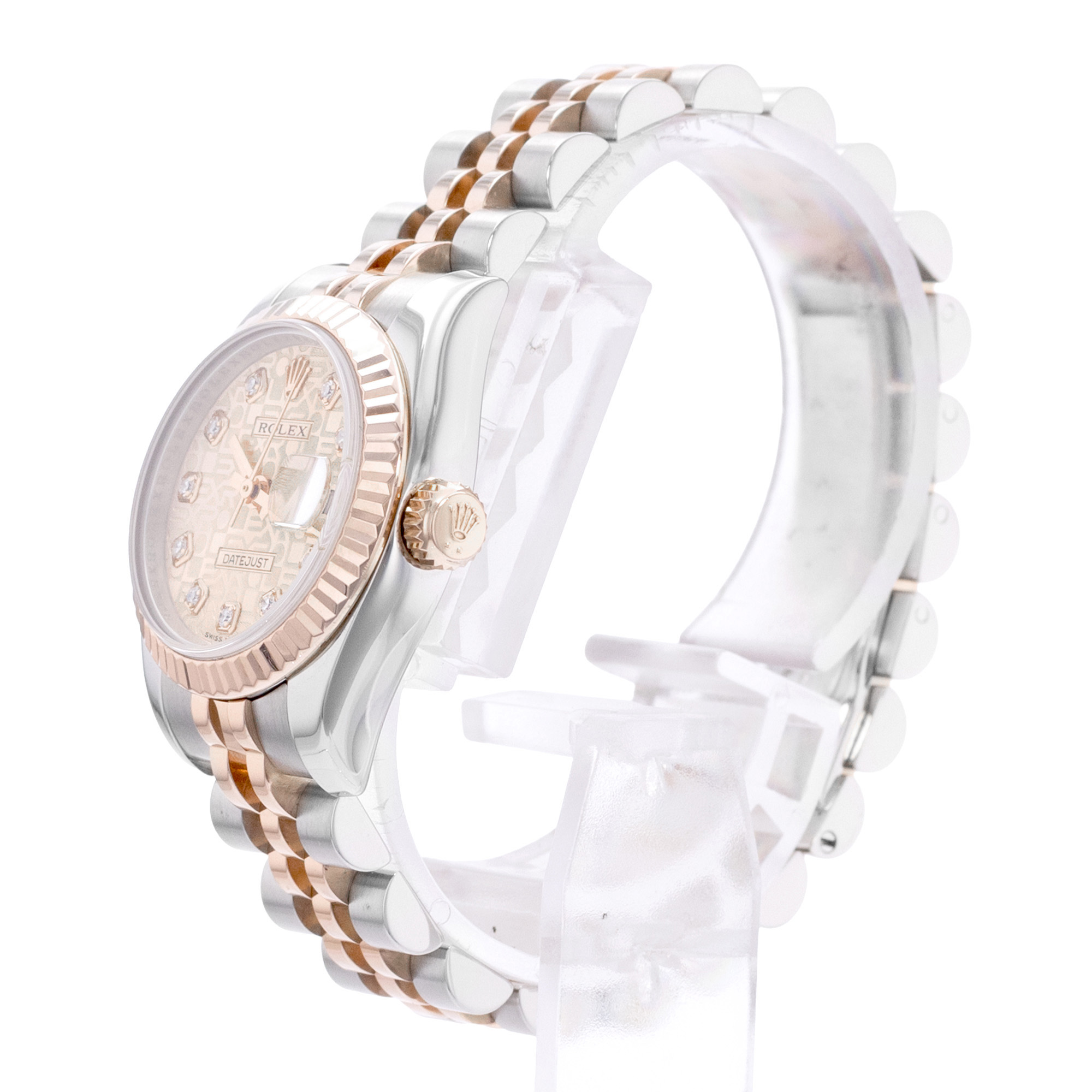 Rolex Datejust 26 179171 Pink Diamond Steel Gold Jubilee Ladies Watch thumbnail 4