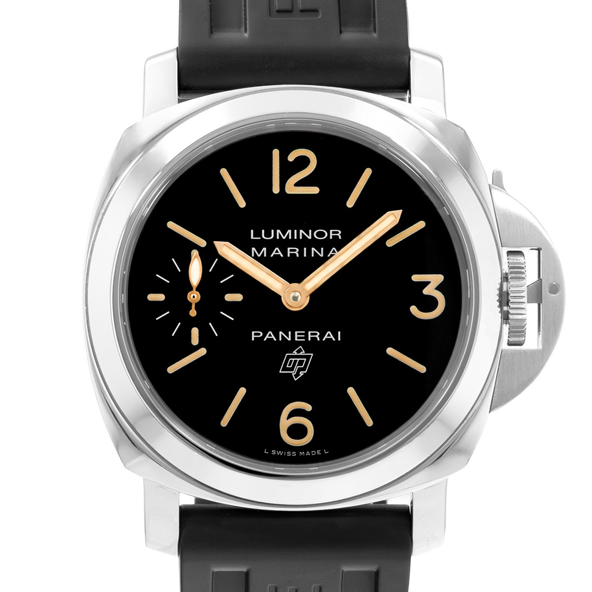 Panerai Marina Logo Acciaio PAM00632 44mm Brown Arabic Steel Rubber Mens Watch thumbnail 1