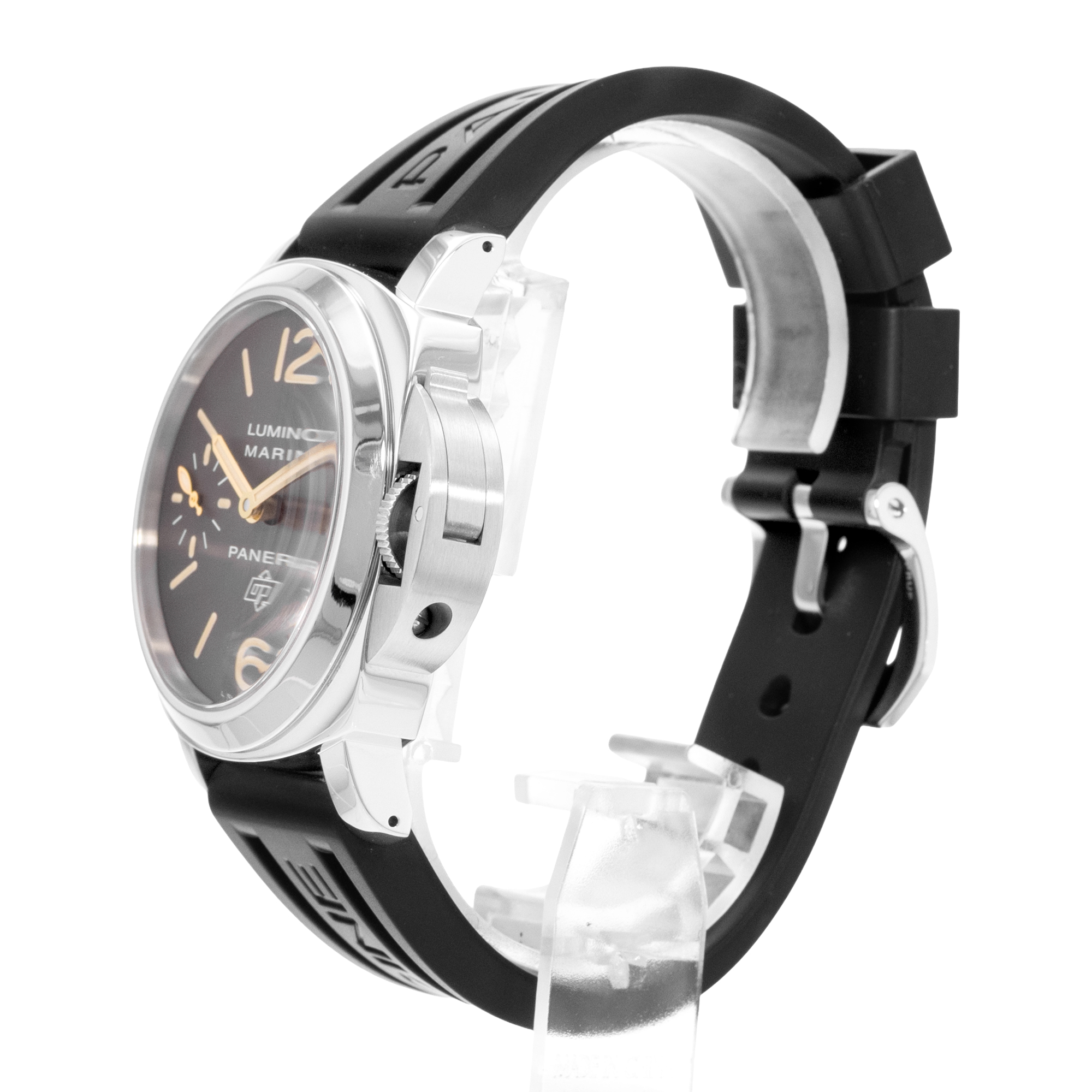 Panerai Marina Logo Acciaio PAM00632 44mm Brown Arabic Steel Rubber Mens Watch thumbnail 4