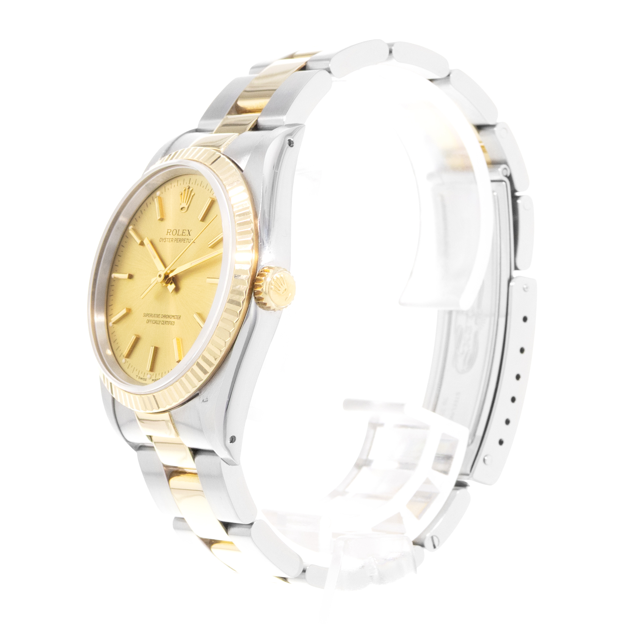 Rolex Oyster Perpetual 34 14233 Champagne Steel Yellow Gold Oyster Mens Watch thumbnail 4