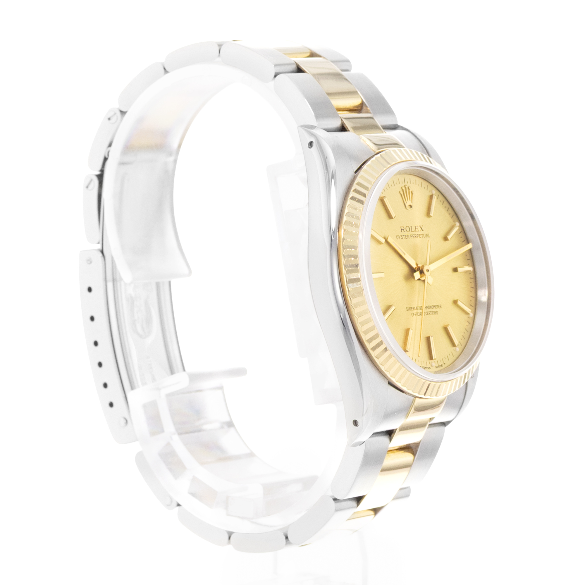 Rolex Oyster Perpetual 34 14233 Champagne Steel Yellow Gold Oyster Mens Watch thumbnail 5