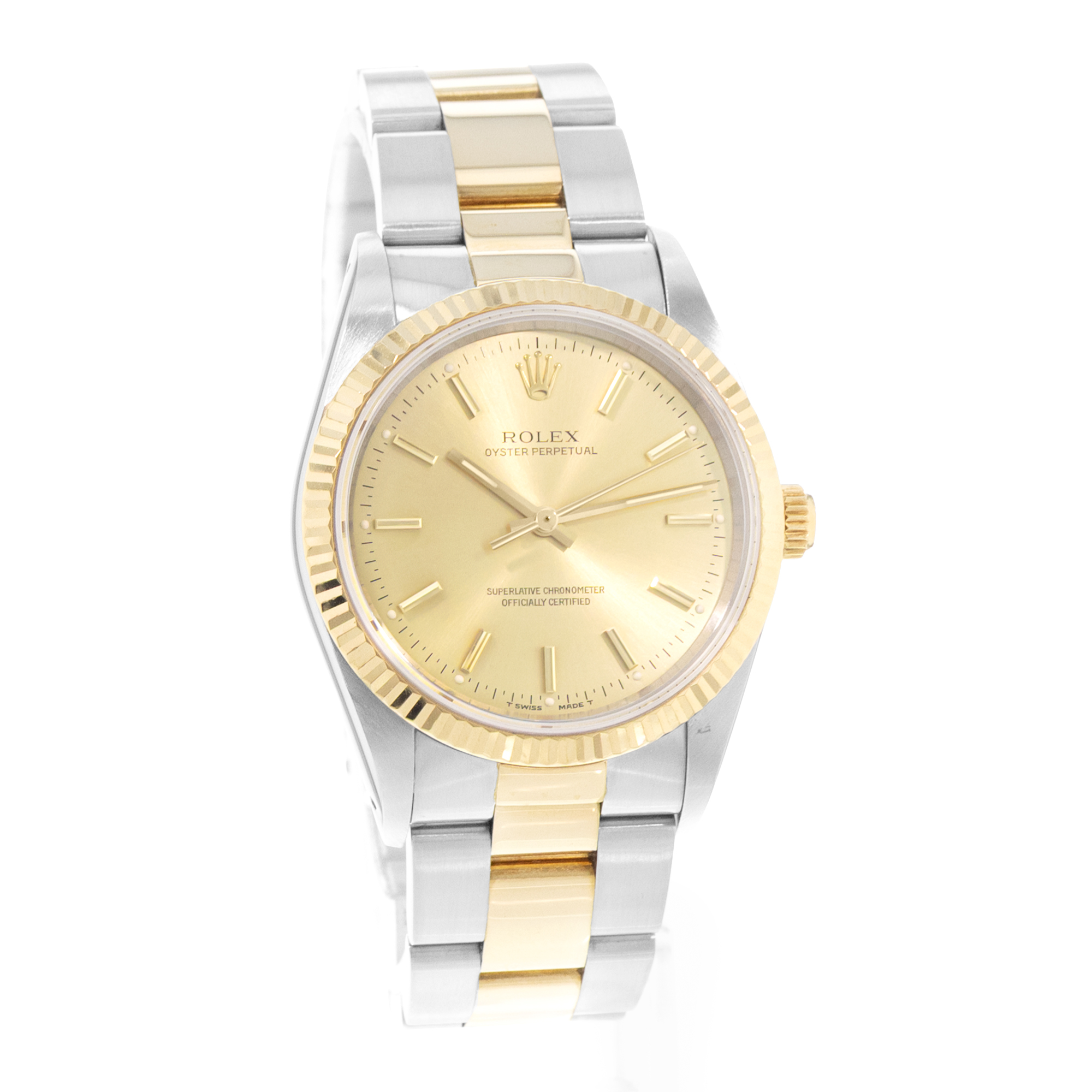Rolex Oyster Perpetual 34 14233 Champagne Steel Yellow Gold Oyster Mens Watch thumbnail 6