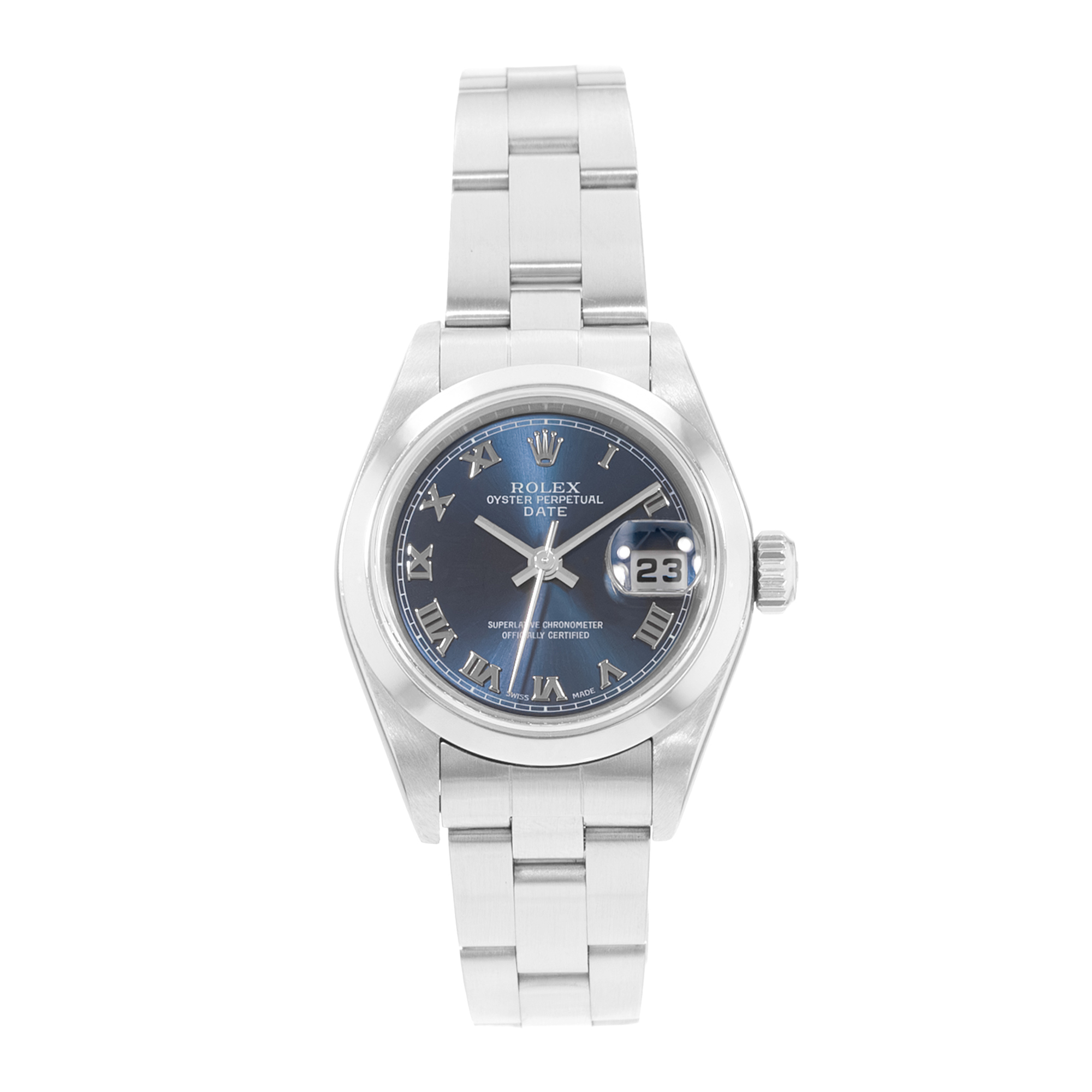 Rolex Oyster Perpetual 26 79160 Blue Roman Steel Oyster Ladies Watch 2002 thumbnail 2