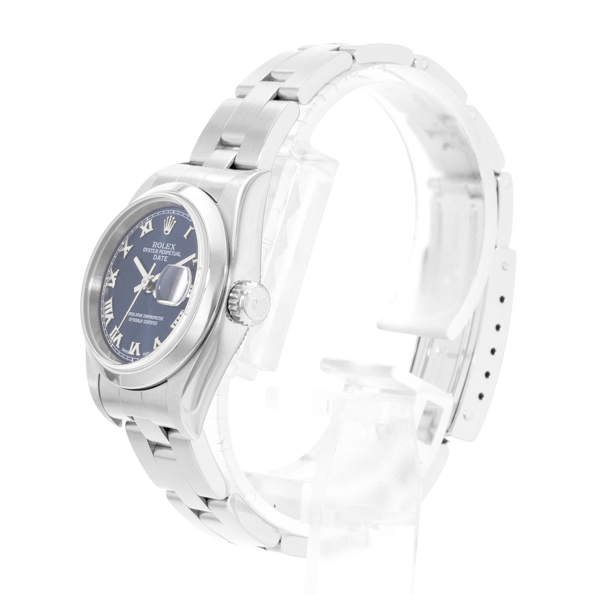 Rolex Oyster Perpetual 26 79160 Blue Roman Steel Oyster Ladies Watch 2002 thumbnail 4