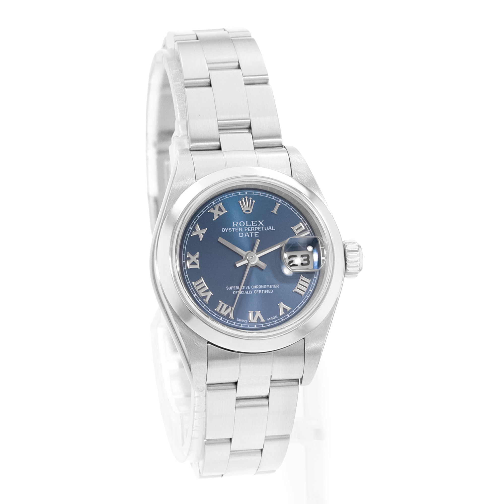 Rolex Oyster Perpetual 26 79160 Blue Roman Steel Oyster Ladies Watch 2002 thumbnail 6