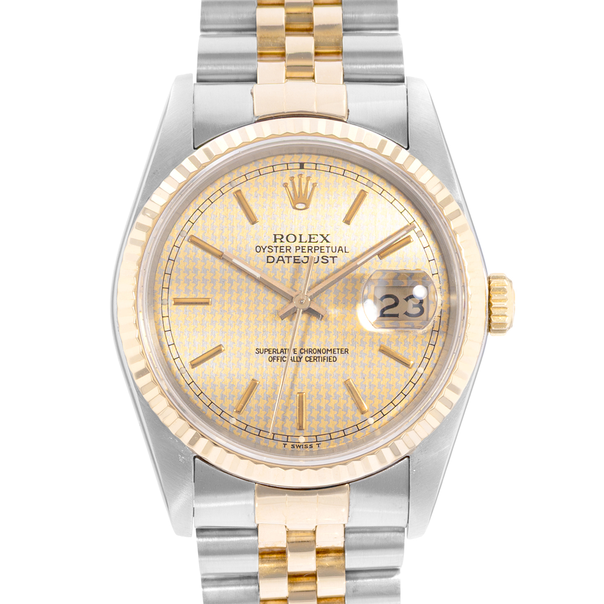 Rolex Datejust 36 16233 Houndstooth Dial Steel Gold Jubilee Mens Watch 1988 thumbnail 1