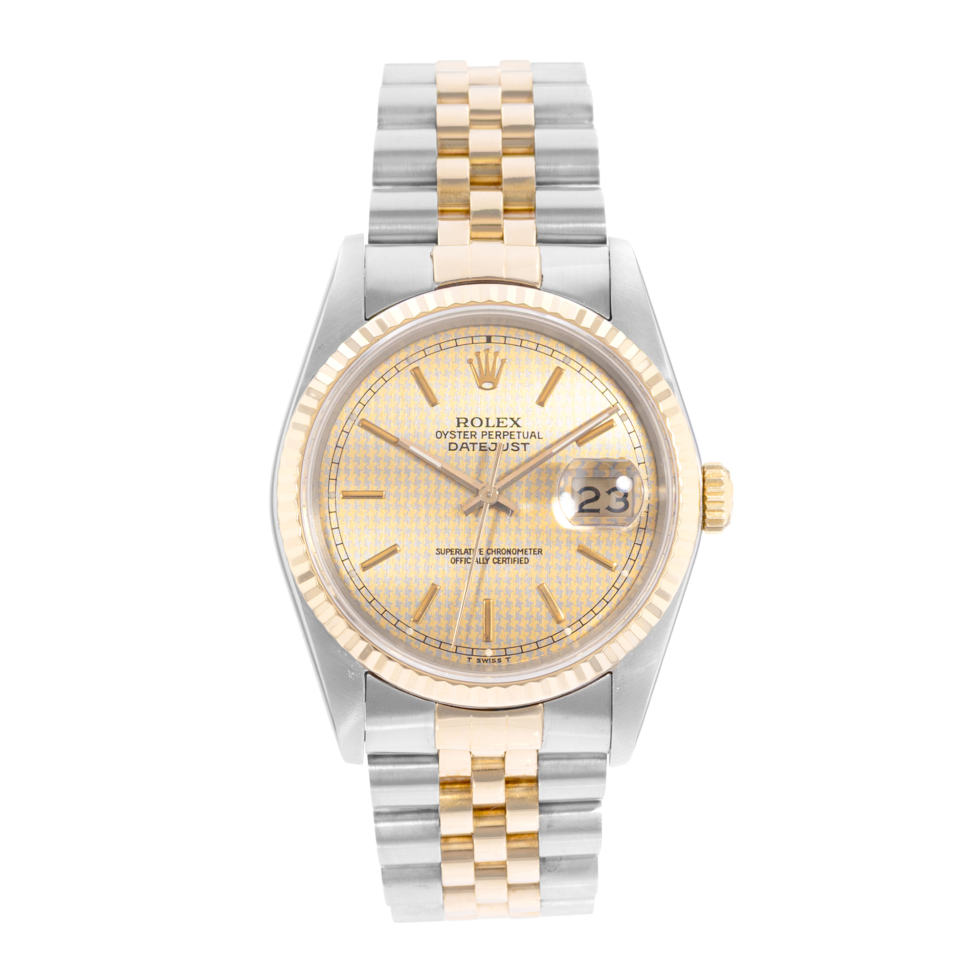 Rolex Datejust 36 16233 Houndstooth Dial Steel Gold Jubilee Mens Watch 1988 thumbnail 2