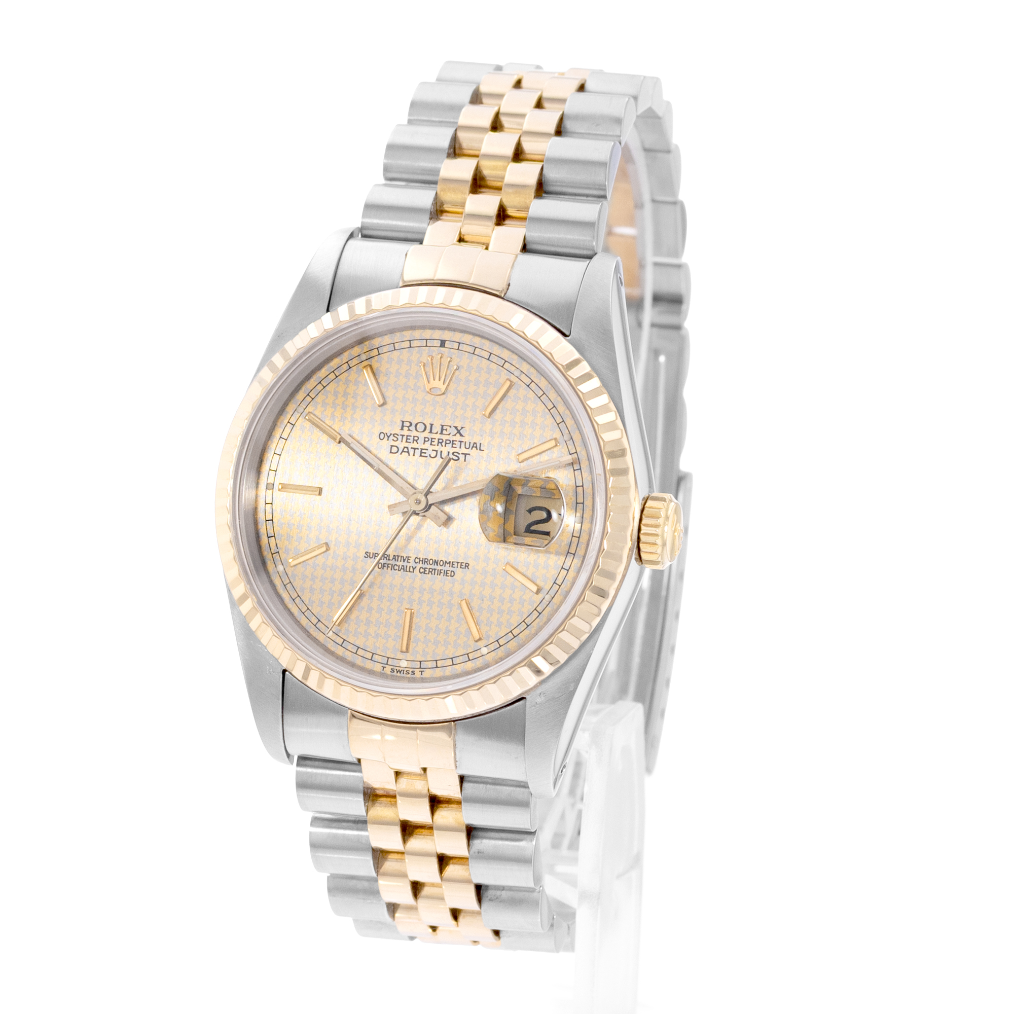 Rolex Datejust 36 16233 Houndstooth Dial Steel Gold Jubilee Mens Watch 1988 thumbnail 3