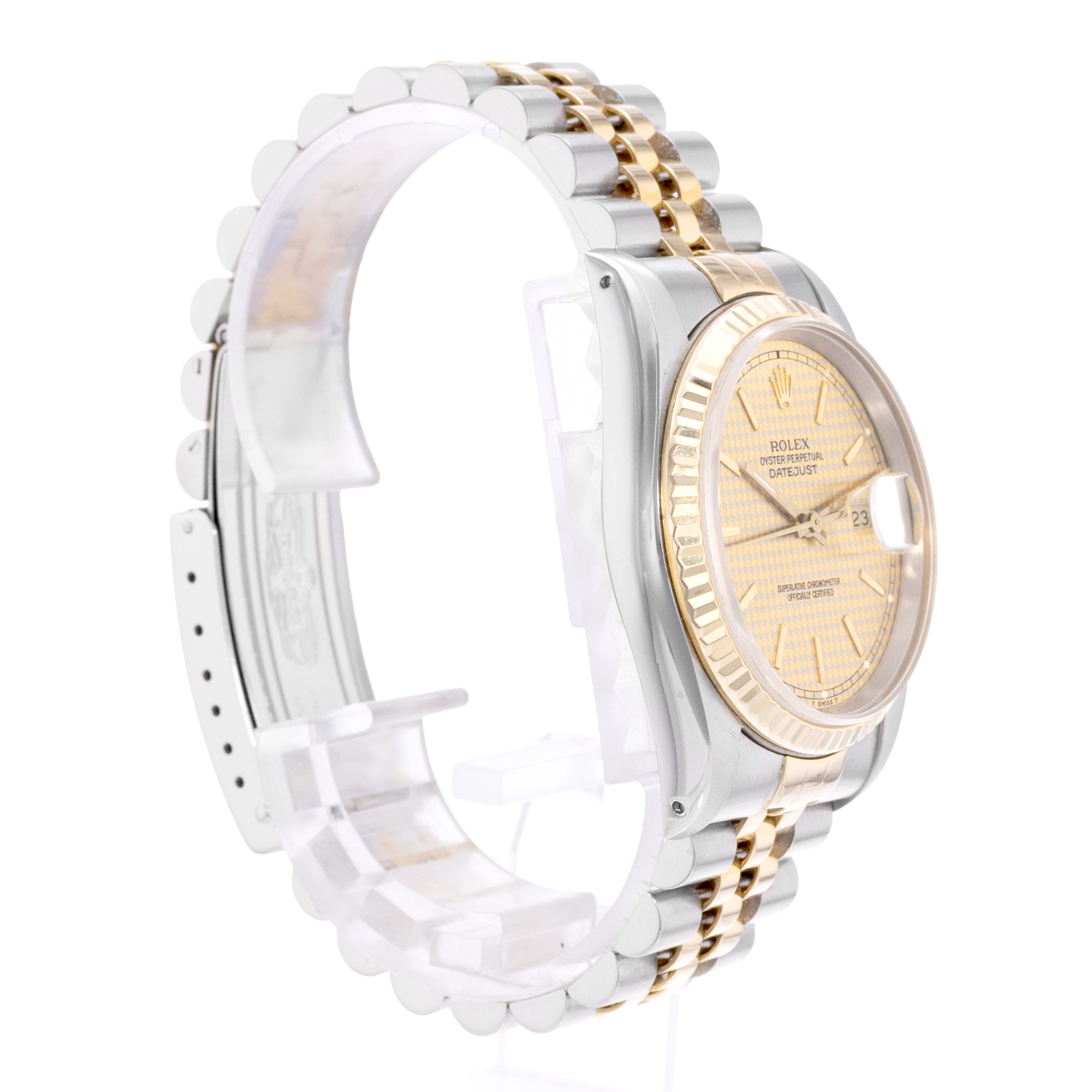 Rolex Datejust 36 16233 Houndstooth Dial Steel Gold Jubilee Mens Watch 1988 thumbnail 5