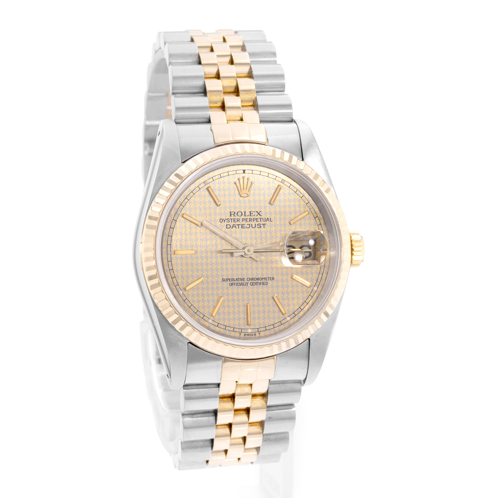 Rolex Datejust 36 16233 Houndstooth Dial Steel Gold Jubilee Mens Watch 1988 thumbnail 6