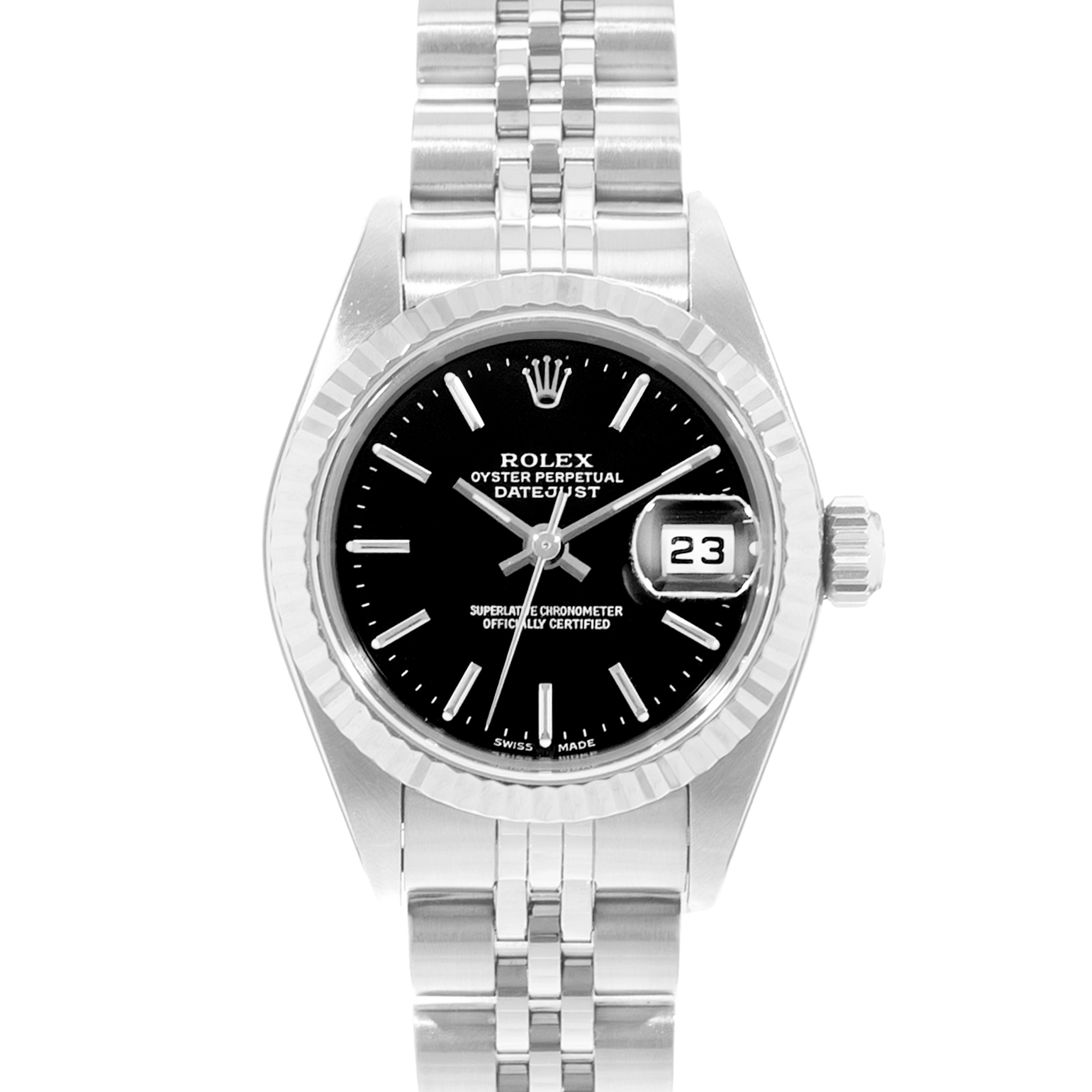 Rolex Datejust 26 79174 Black Dial Steel Jubilee Ladies Watch Papers thumbnail 1