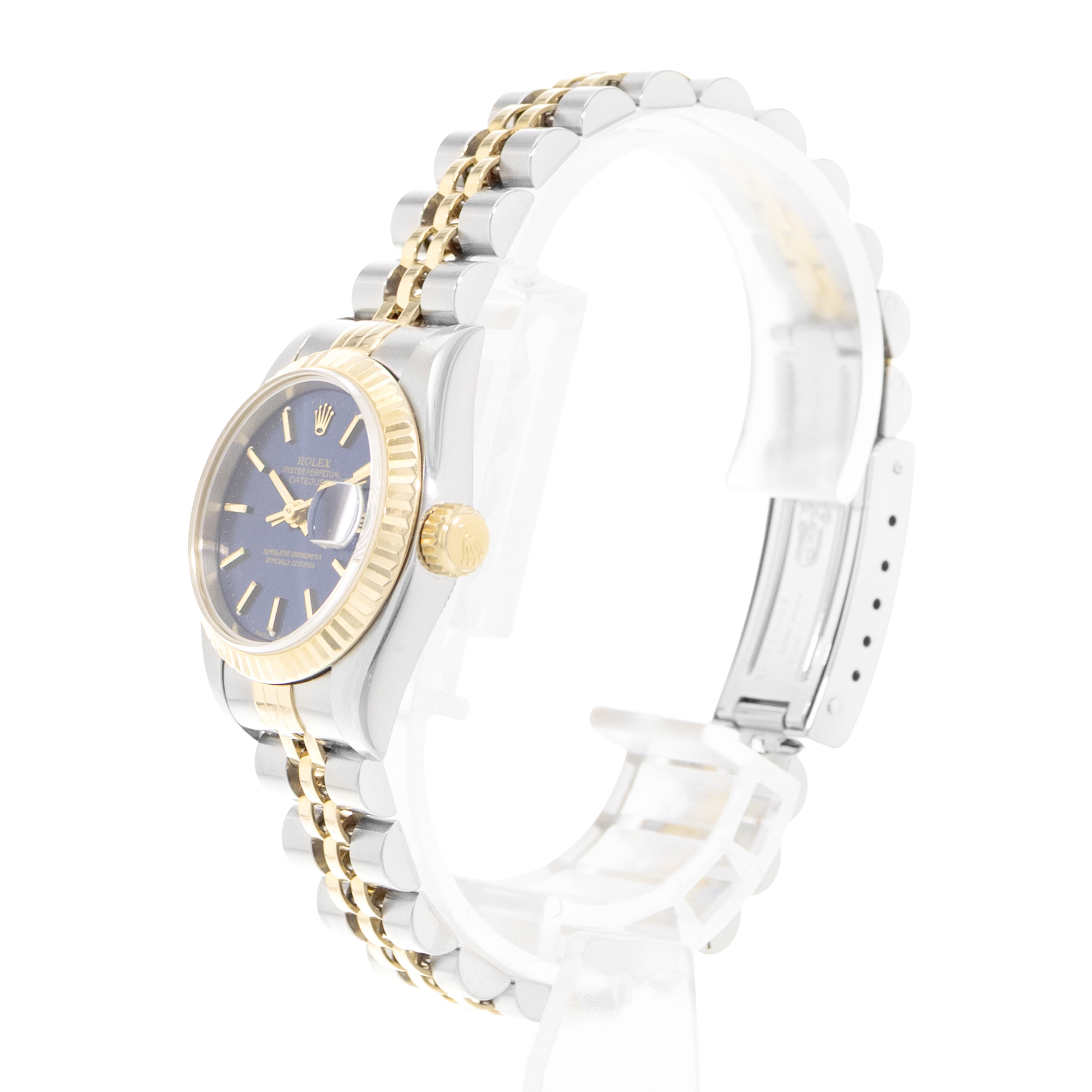 Rolex Datejust 26 69173 Blue Dial Steel 18k Yellow Gold Ladies Watch Papers 1996 thumbnail 5