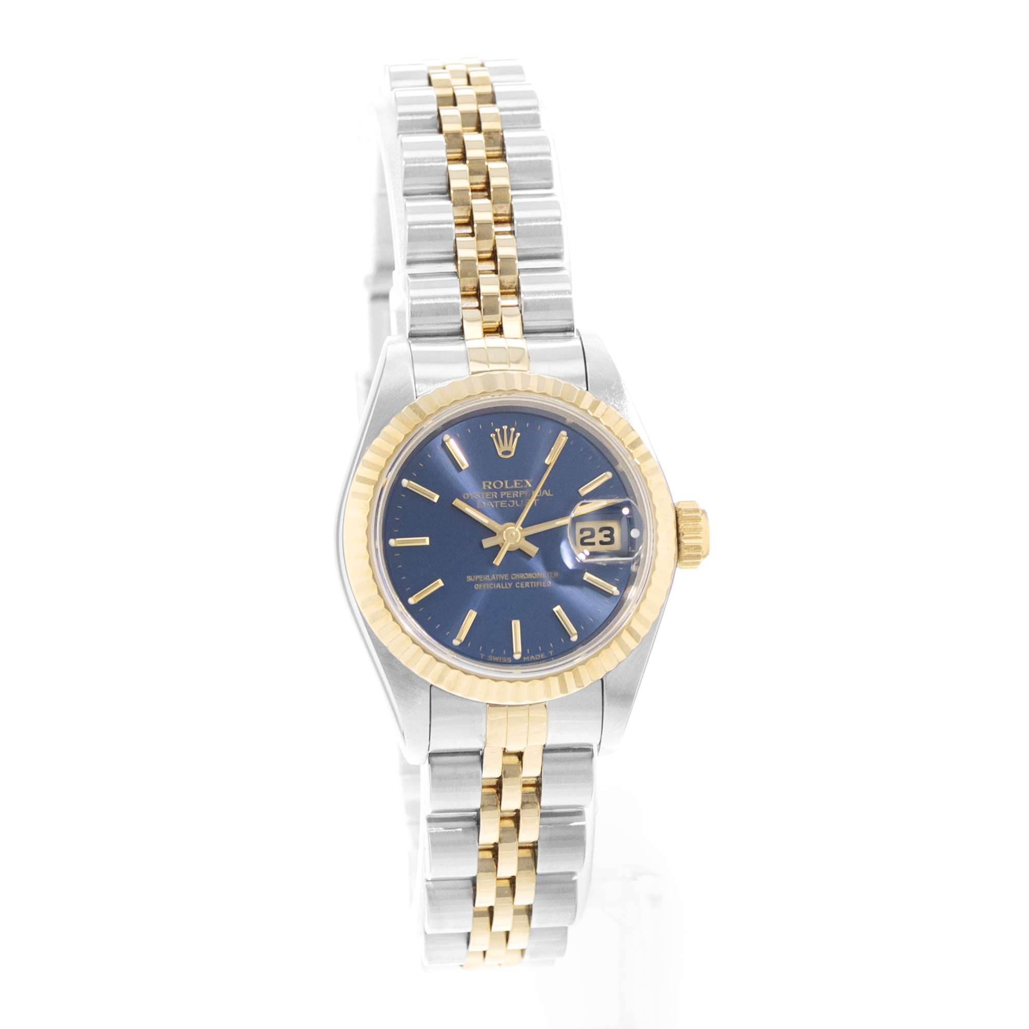 Rolex Datejust 26 69173 Blue Dial Steel 18k Yellow Gold Ladies Watch Papers 1996 thumbnail 7