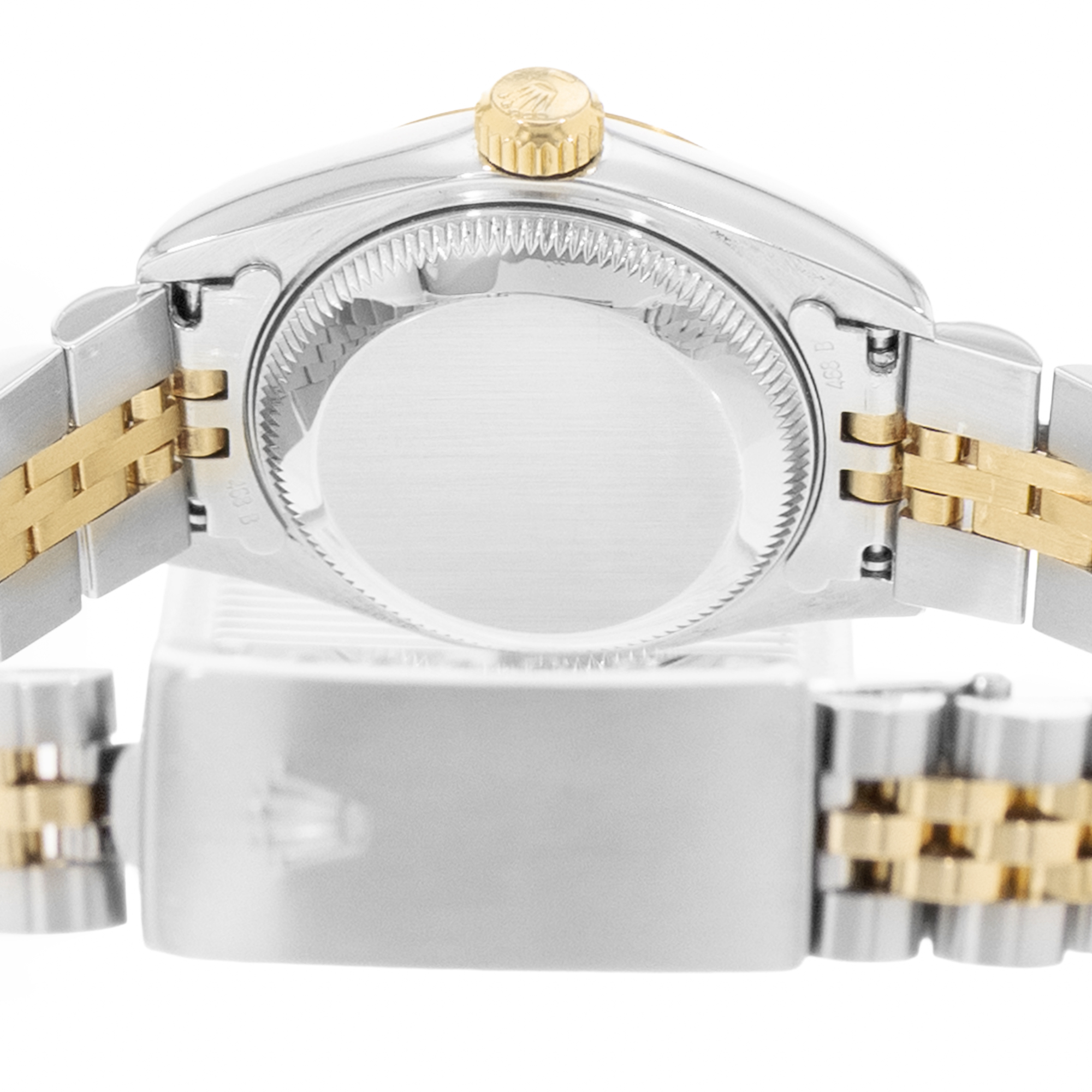 Rolex Datejust 26 69173 Blue Dial Steel 18k Yellow Gold Ladies Watch Papers 1996 thumbnail 9