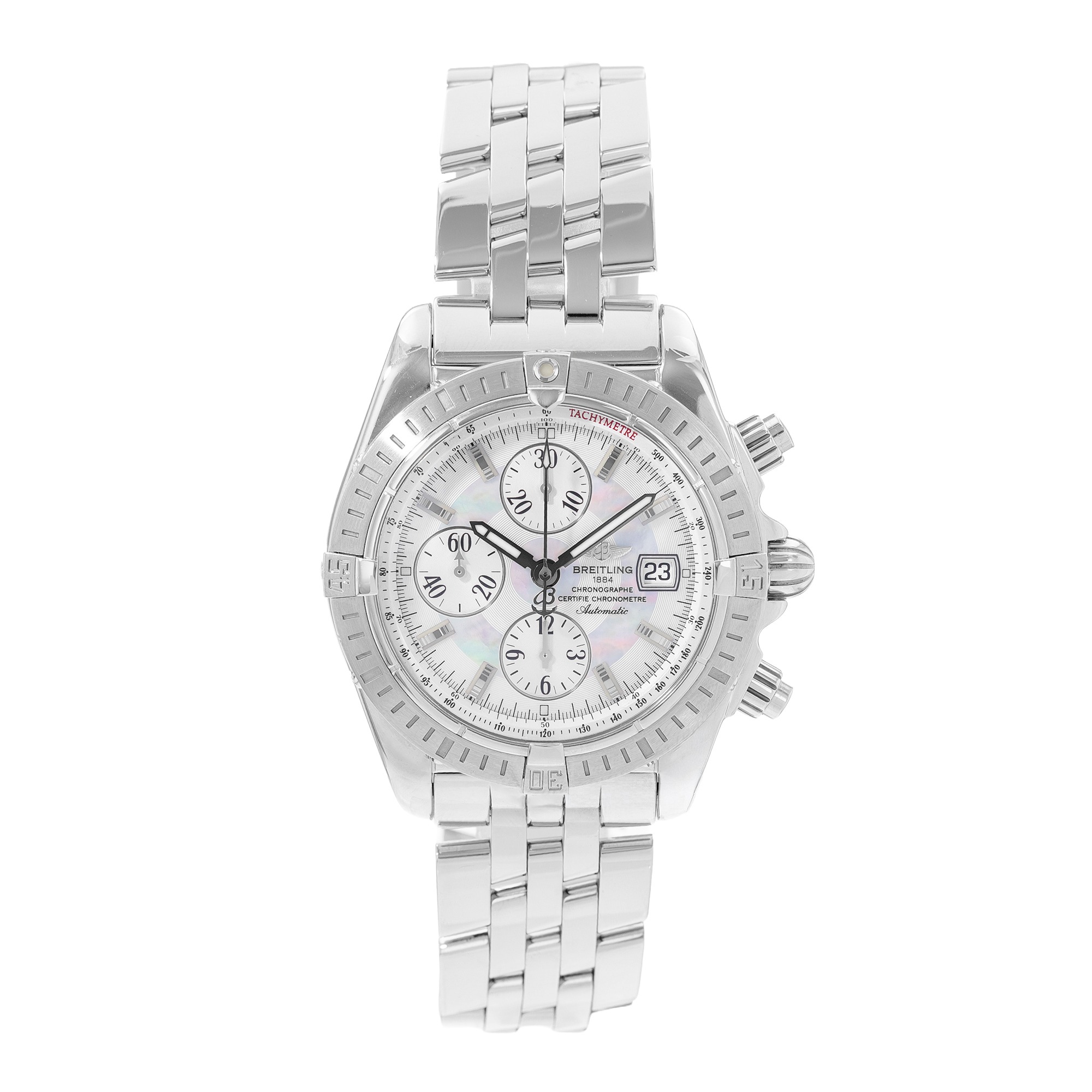 Breitling Chronomat Evolution A156A69PA 44mm MOP Steel Mens Watch Box Card thumbnail 2