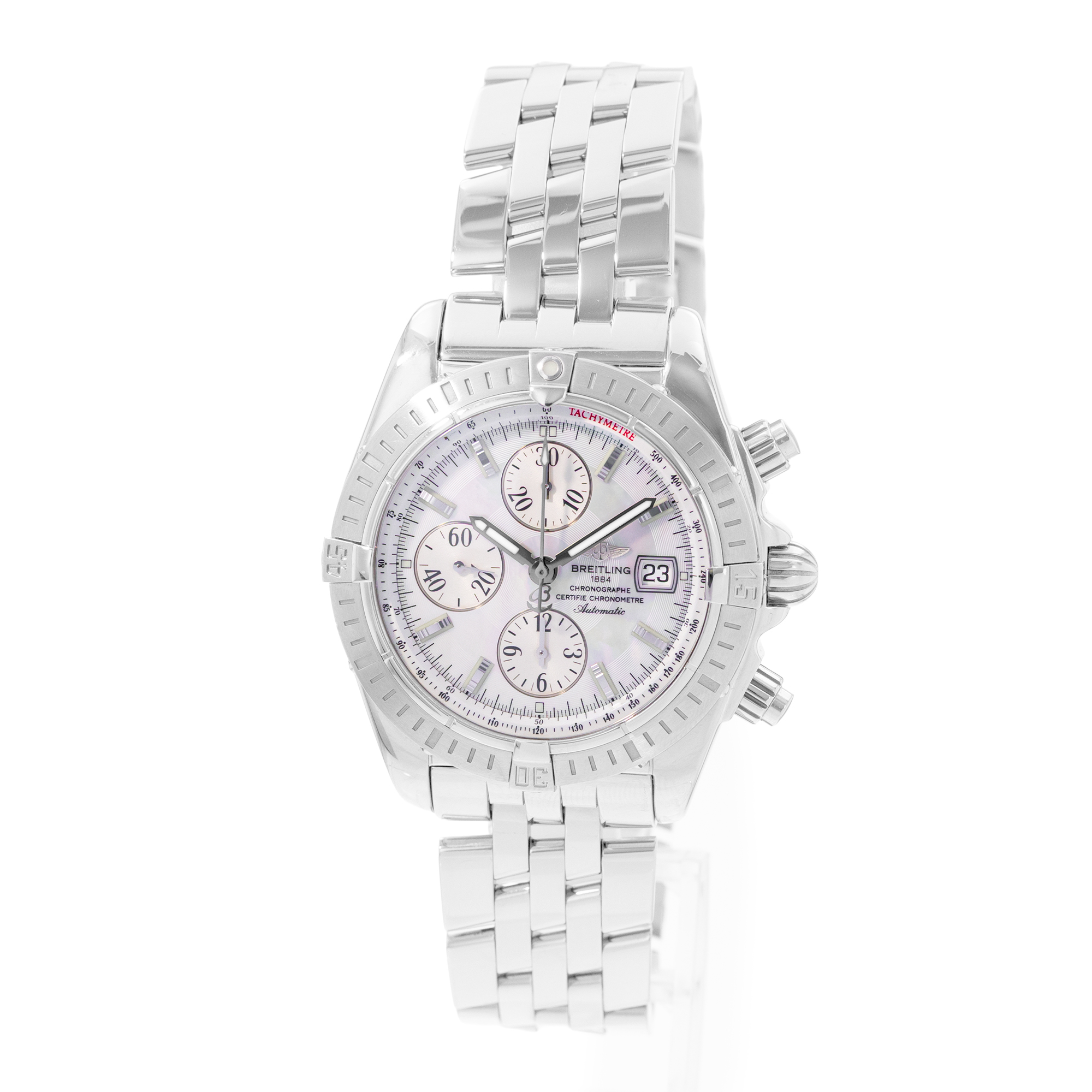 Breitling Chronomat Evolution A156A69PA 44mm MOP Steel Mens Watch Box Card thumbnail 4
