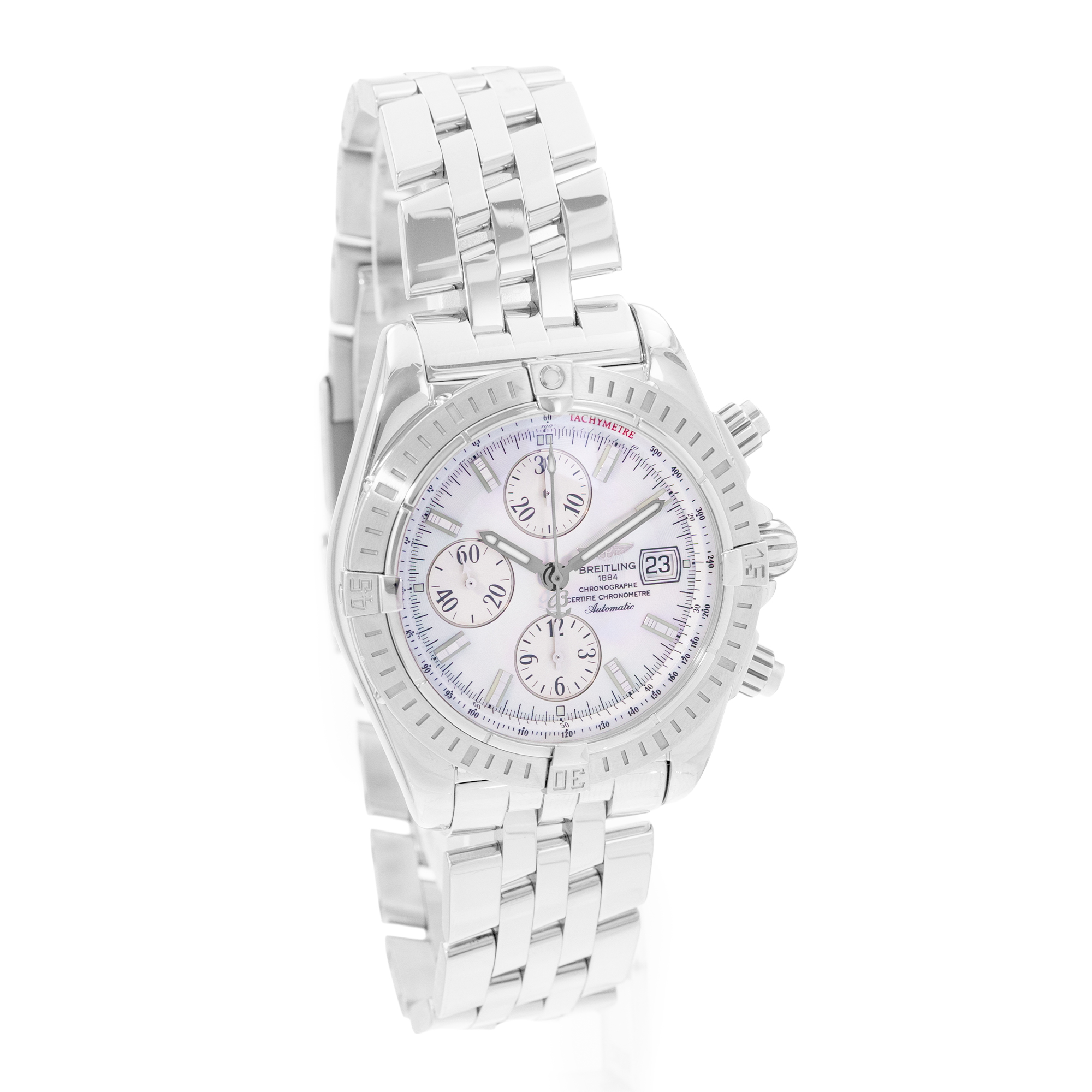 Breitling Chronomat Evolution A156A69PA 44mm MOP Steel Mens Watch Box Card thumbnail 7