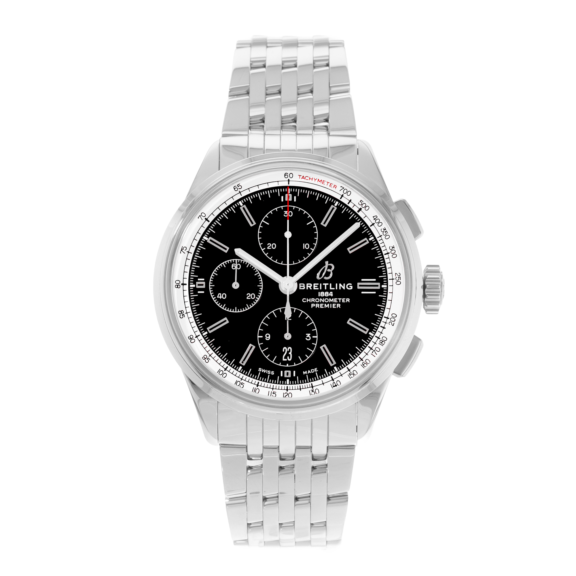 Breitling Premier Chronograph A13315 42mm Black Dial Steel Mens Watch Box thumbnail 2
