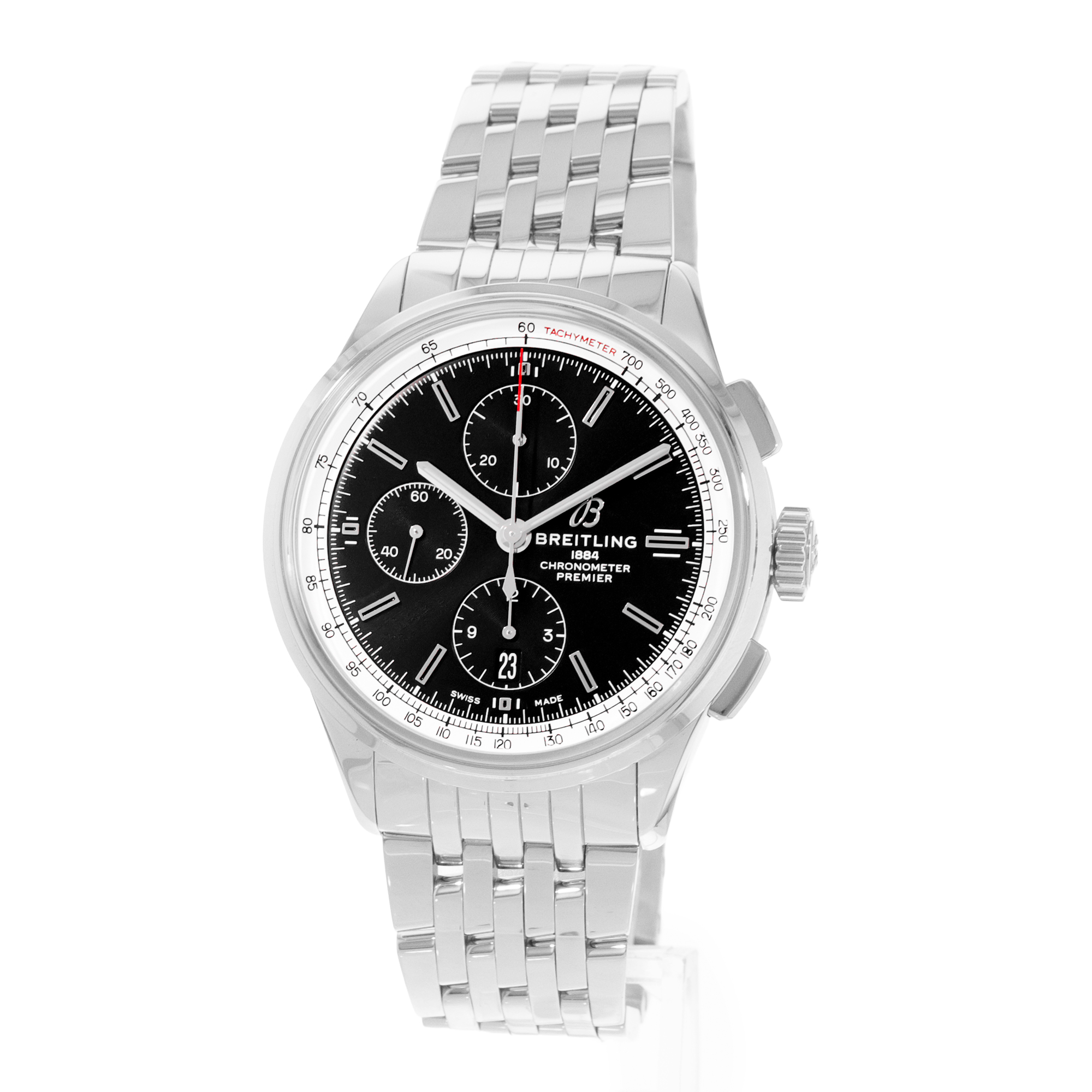 Breitling Premier Chronograph A13315 42mm Black Dial Steel Mens Watch Box thumbnail 3