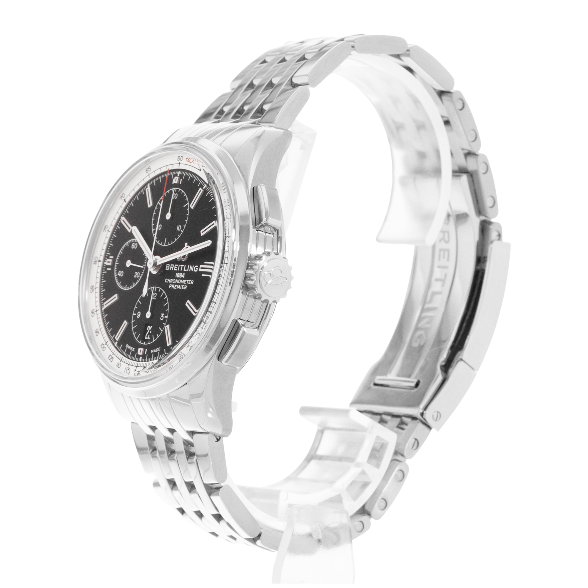 Breitling Premier Chronograph A13315 42mm Black Dial Steel Mens Watch Box thumbnail 4