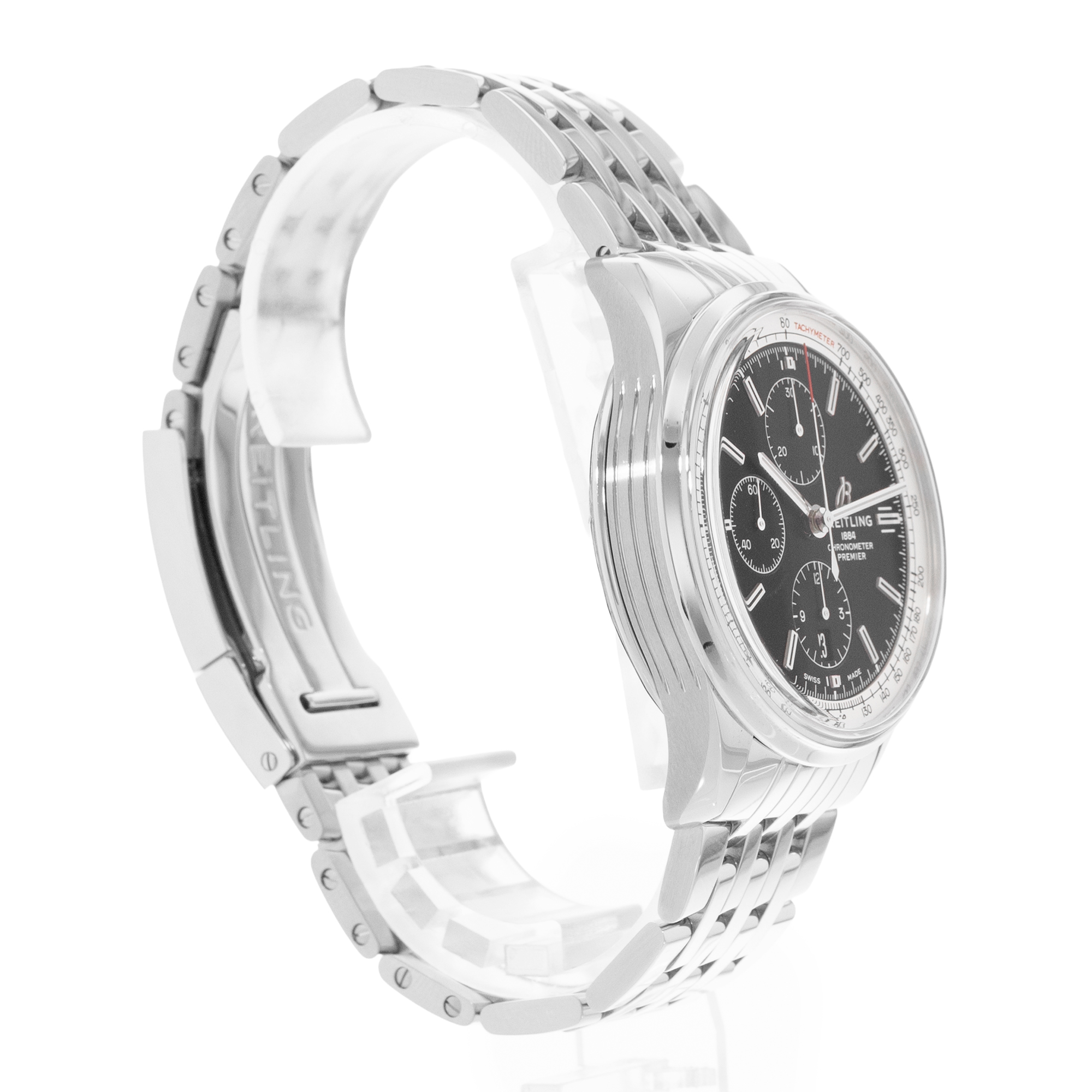 Breitling Premier Chronograph A13315 42mm Black Dial Steel Mens Watch Box thumbnail 5