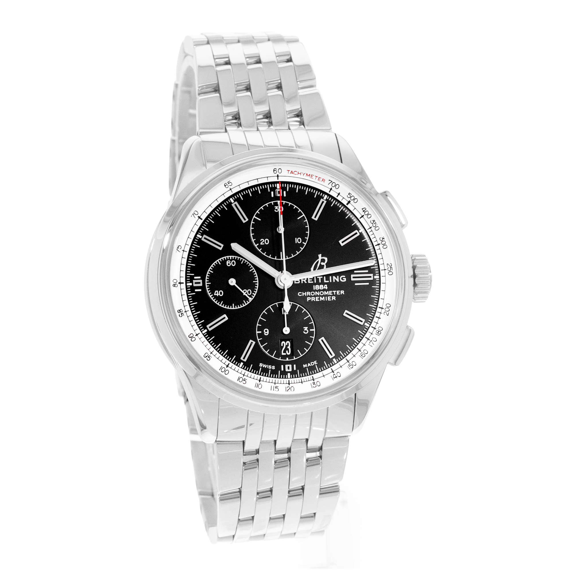 Breitling Premier Chronograph A13315 42mm Black Dial Steel Mens Watch Box thumbnail 6