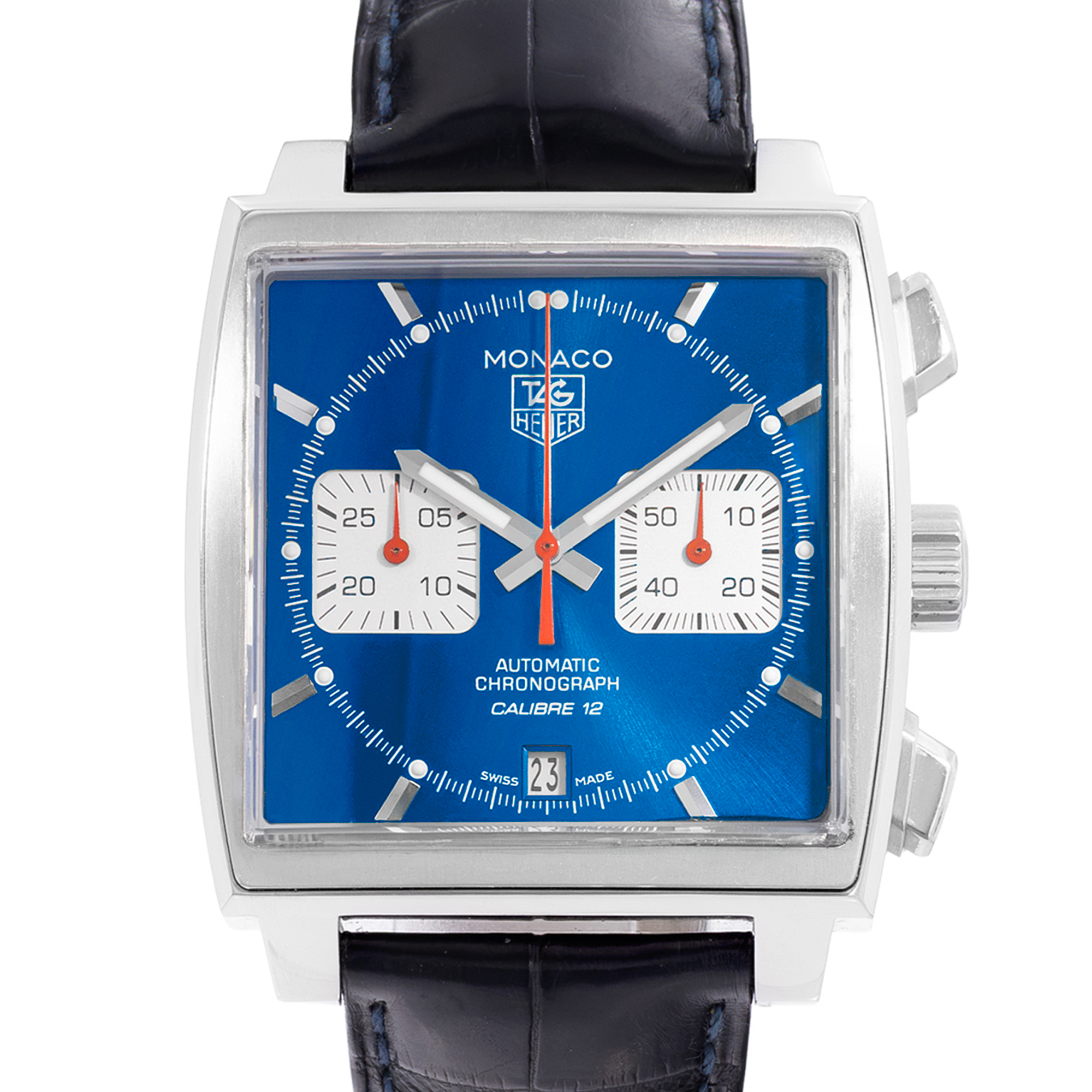 TAG Heuer Monaco Calibre 12 CAW2111 39mm Blue Dial Steel Automatic Mens Watch thumbnail 1