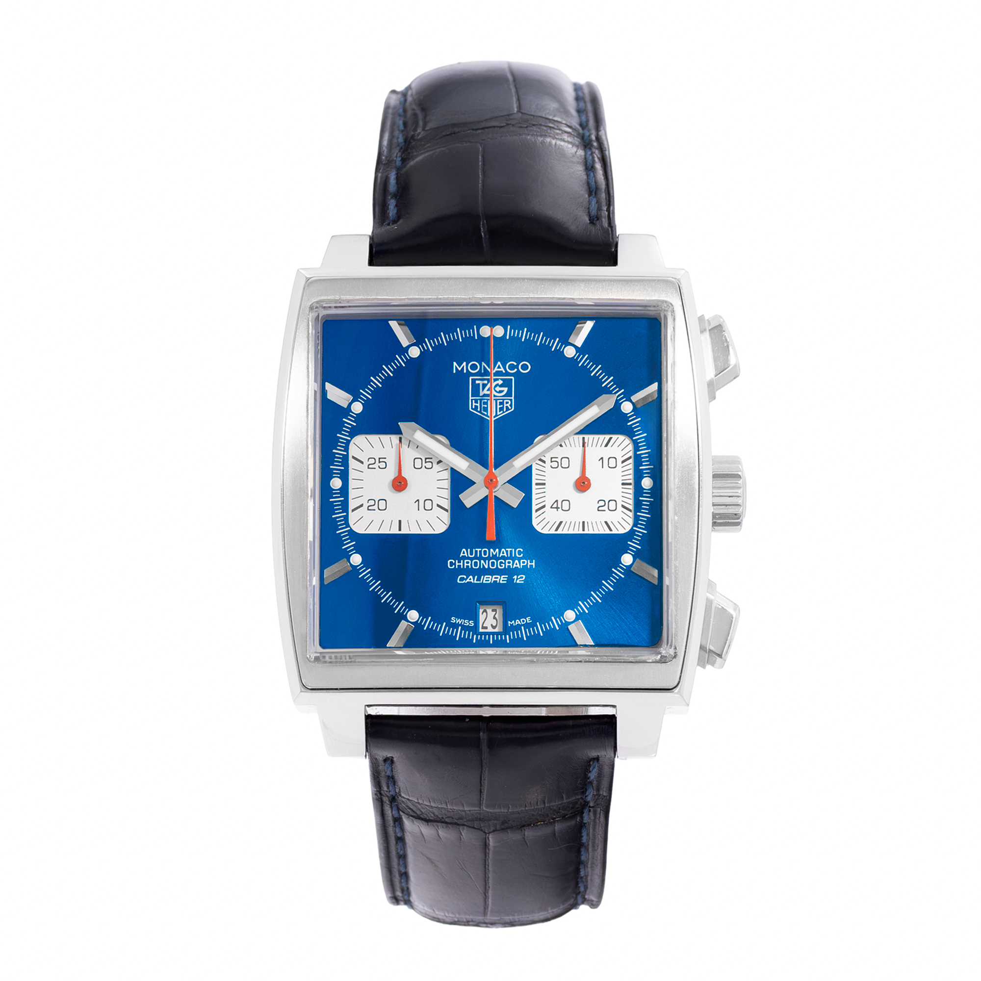 TAG Heuer Monaco Calibre 12 CAW2111 39mm Blue Dial Steel Automatic Mens Watch thumbnail 2