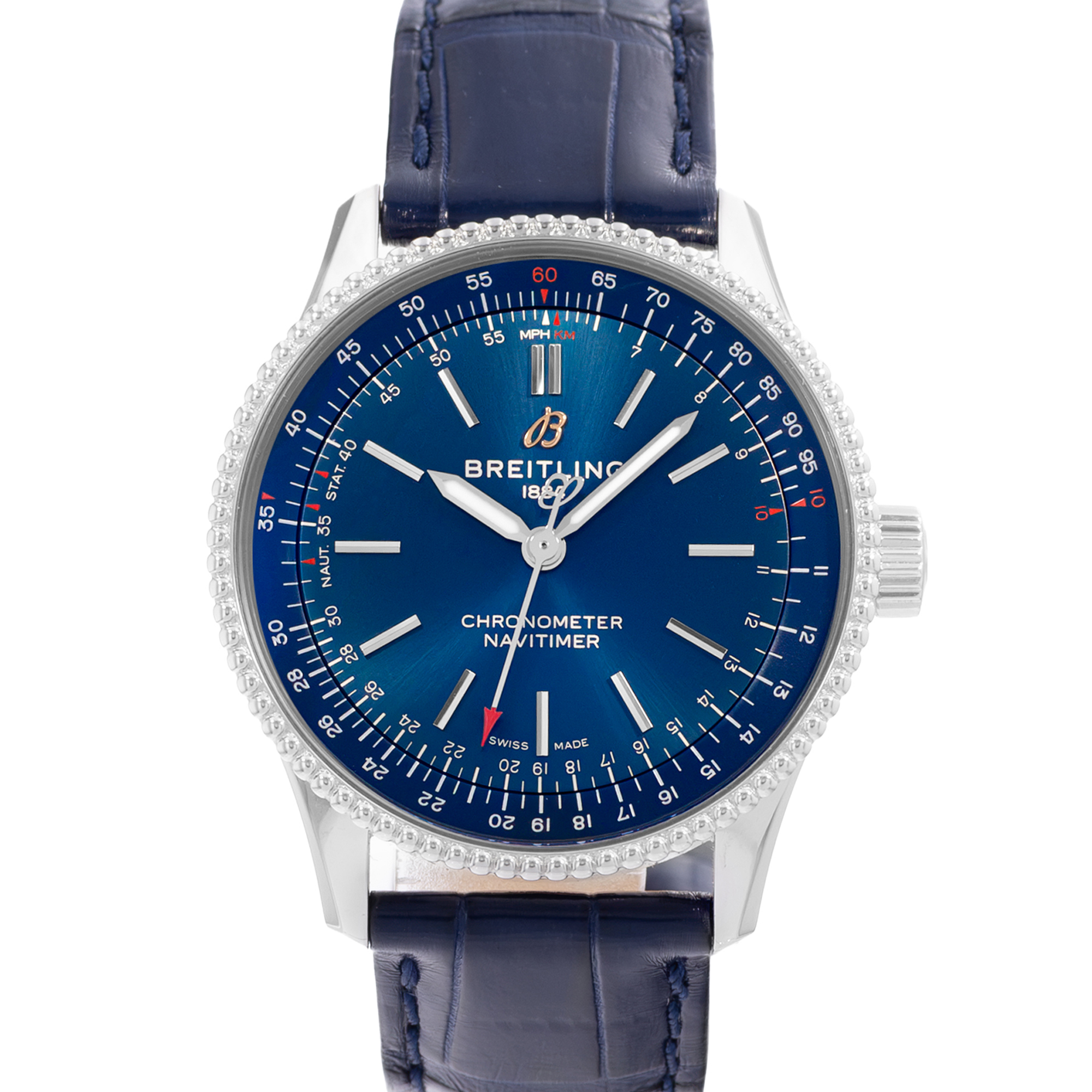 Breitling Navitimer A17395 35mm Blue Dial Steel Mens Watch Box thumbnail 1