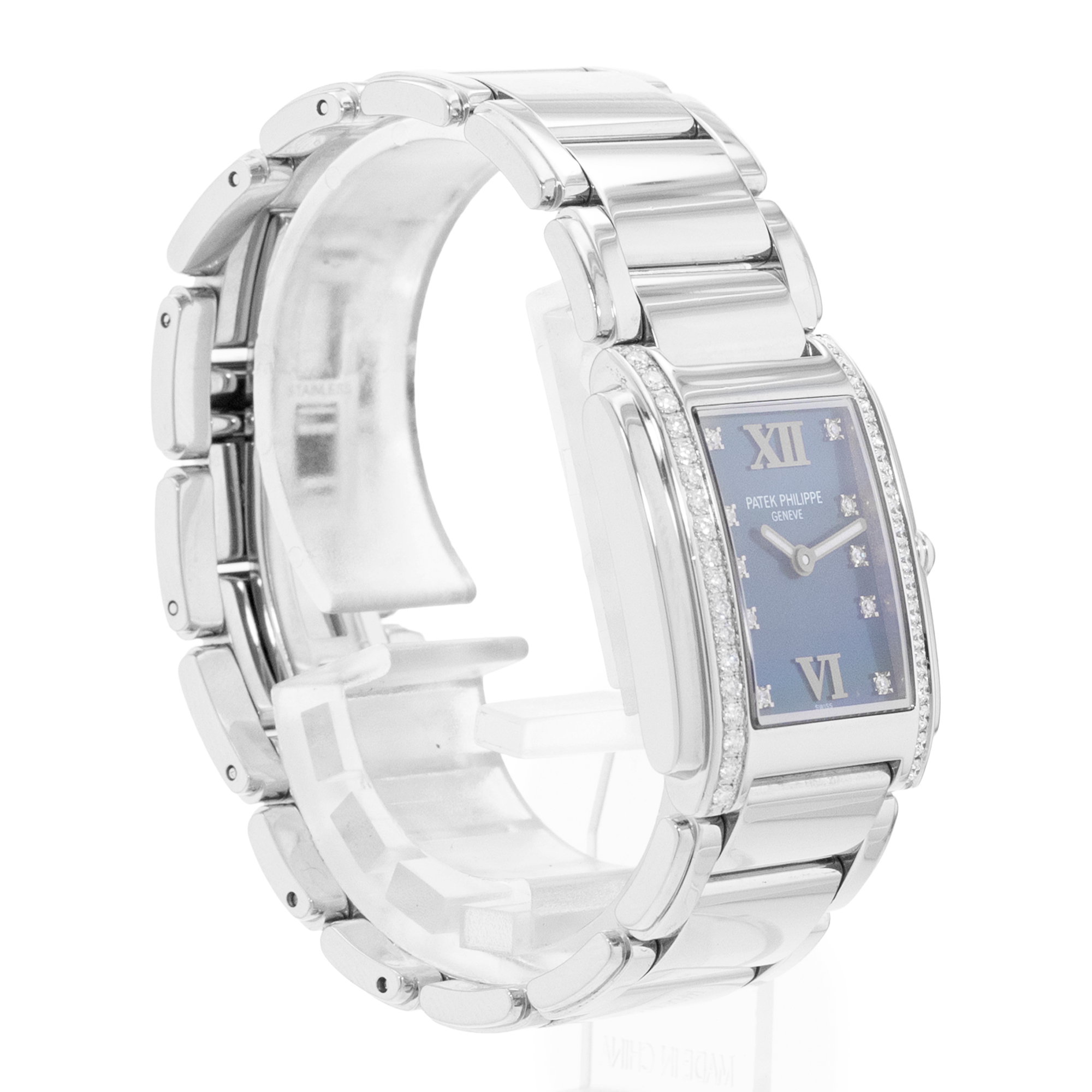 Patek Philippe Twenty~4 4910/10 25mm Blue Diamond Steel Ladies Watch thumbnail 5