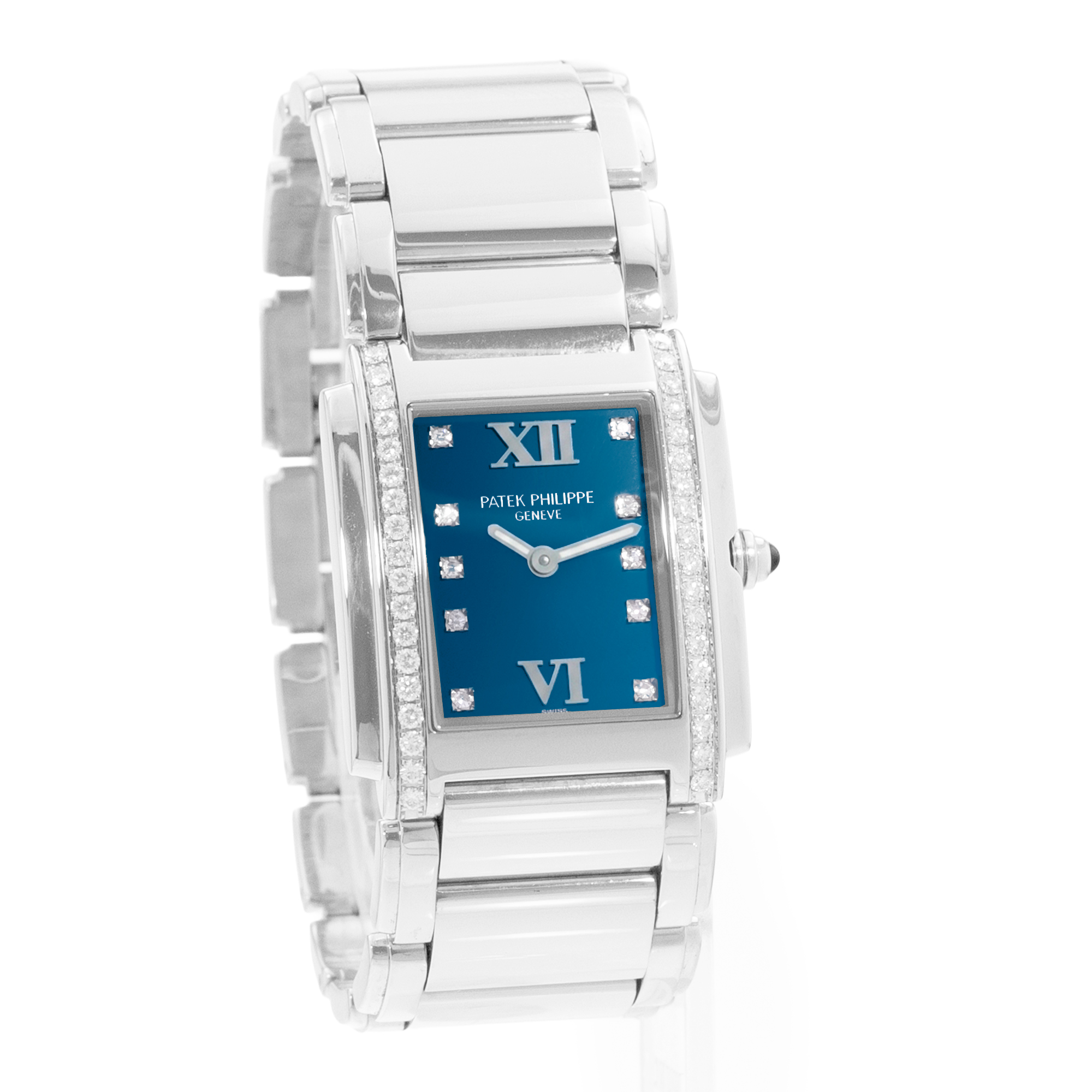 Patek Philippe Twenty~4 4910/10 25mm Blue Diamond Steel Ladies Watch thumbnail 6