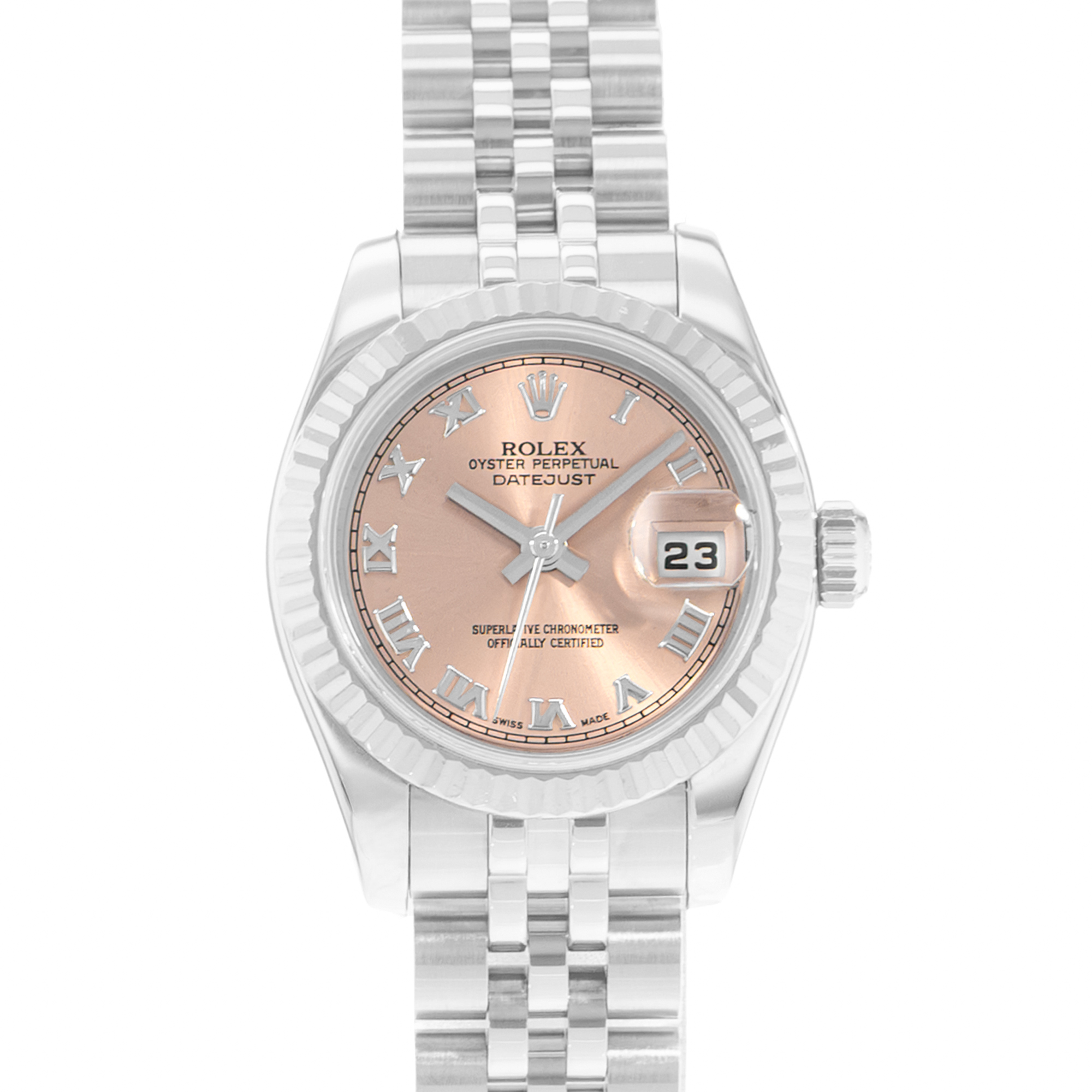 Rolex Datejust 26 179174 Salmon Pink Dial Steel Ladies Watch Papers thumbnail 1