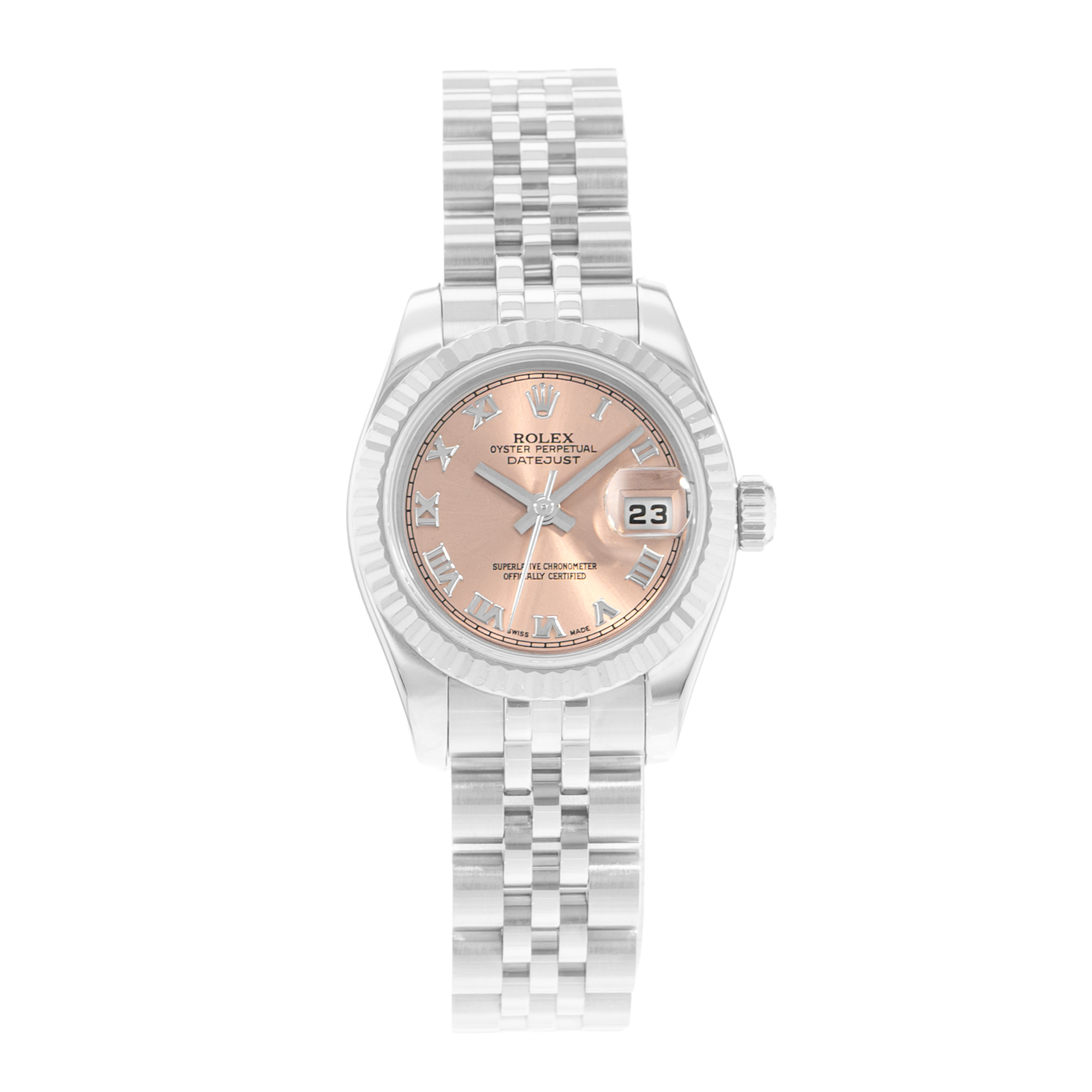 Rolex Datejust 26 179174 Salmon Pink Dial Steel Ladies Watch Papers thumbnail 2