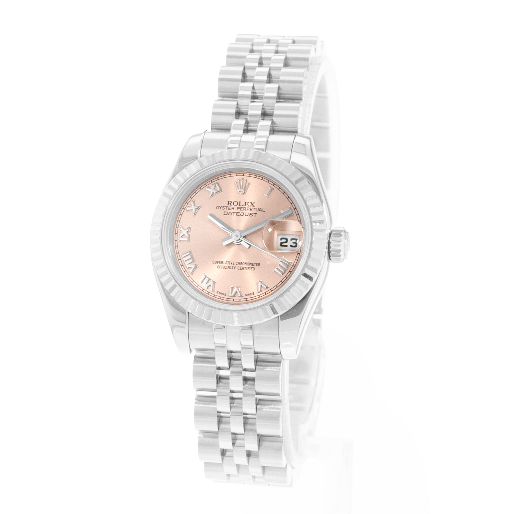 Rolex Datejust 26 179174 Salmon Pink Dial Steel Ladies Watch Papers thumbnail 4