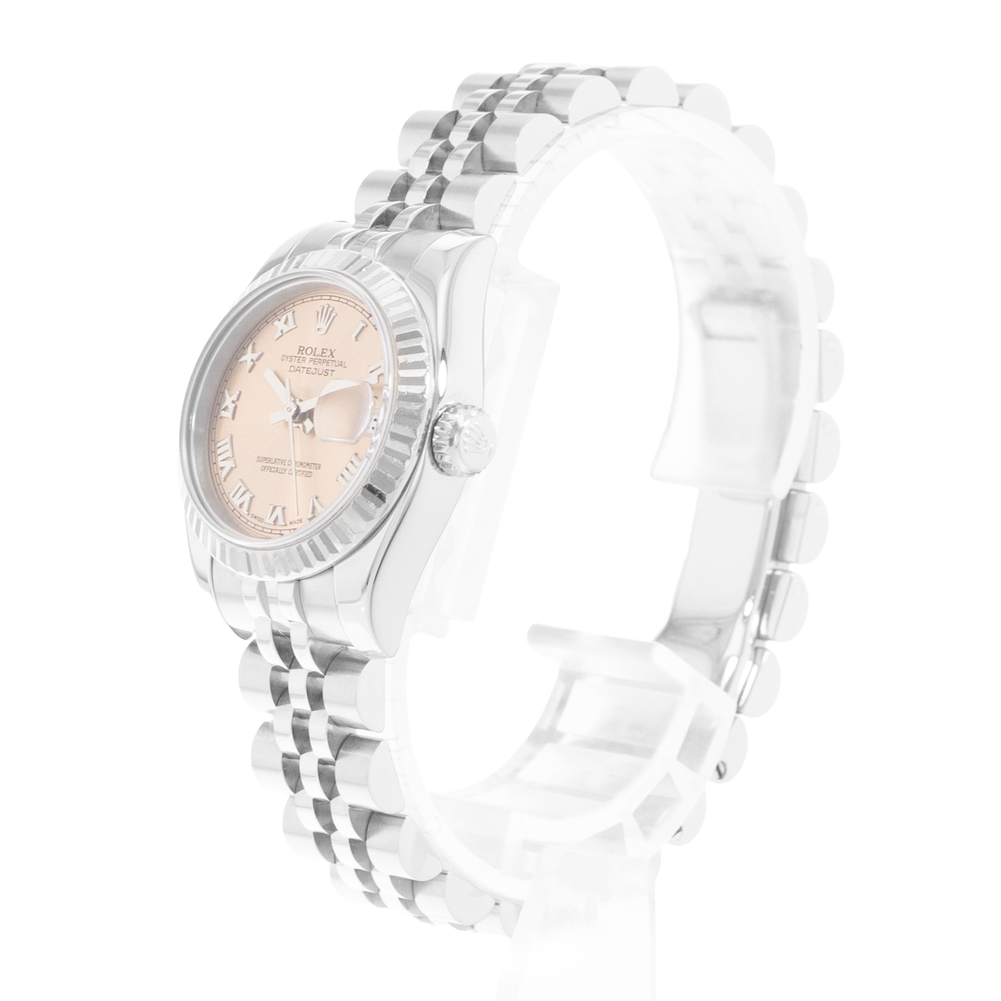 Rolex Datejust 26 179174 Salmon Pink Dial Steel Ladies Watch Papers thumbnail 5