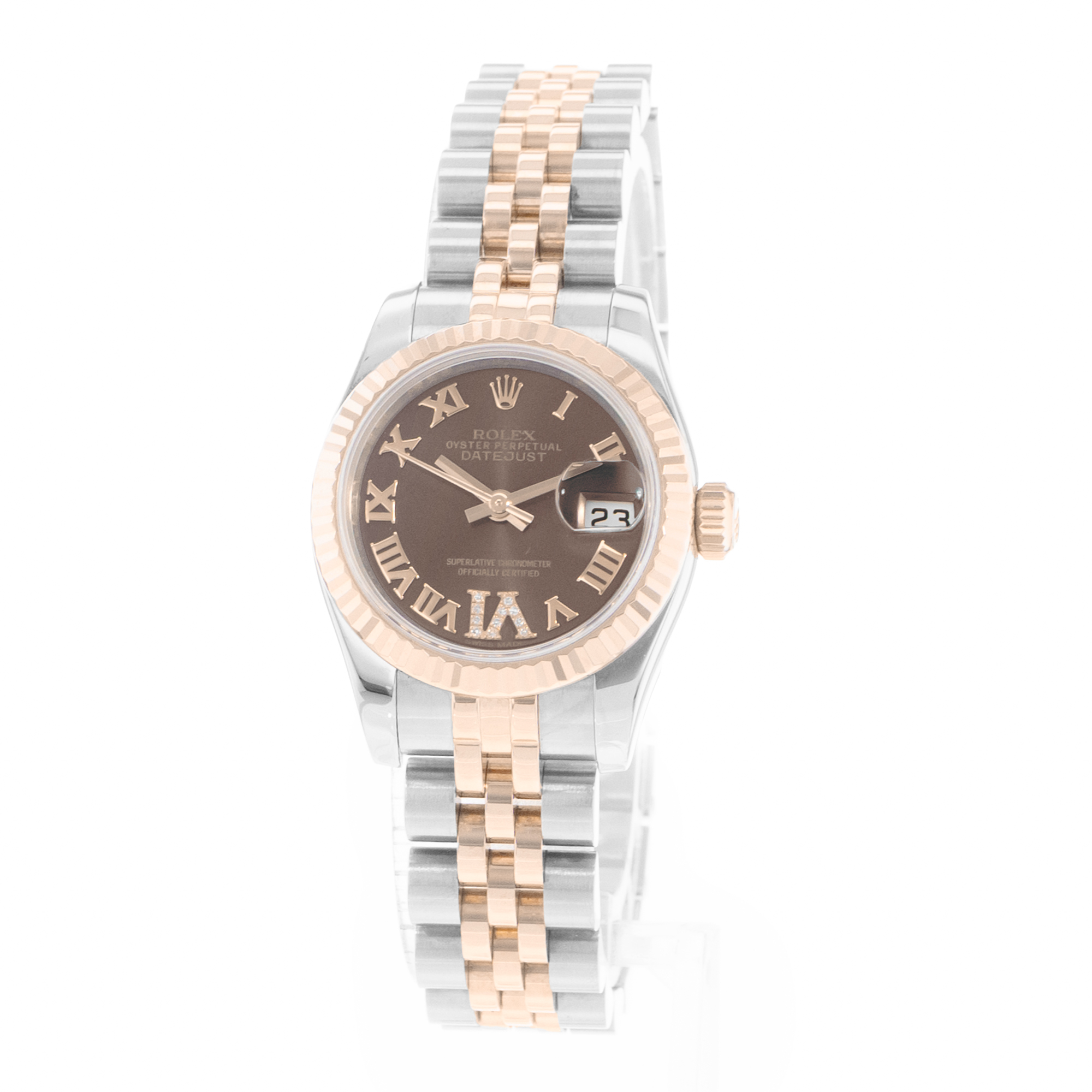 Rolex Datejust 26 179171 Chocolate Steel Rose Gold Automatic Ladies Watch Card thumbnail 4