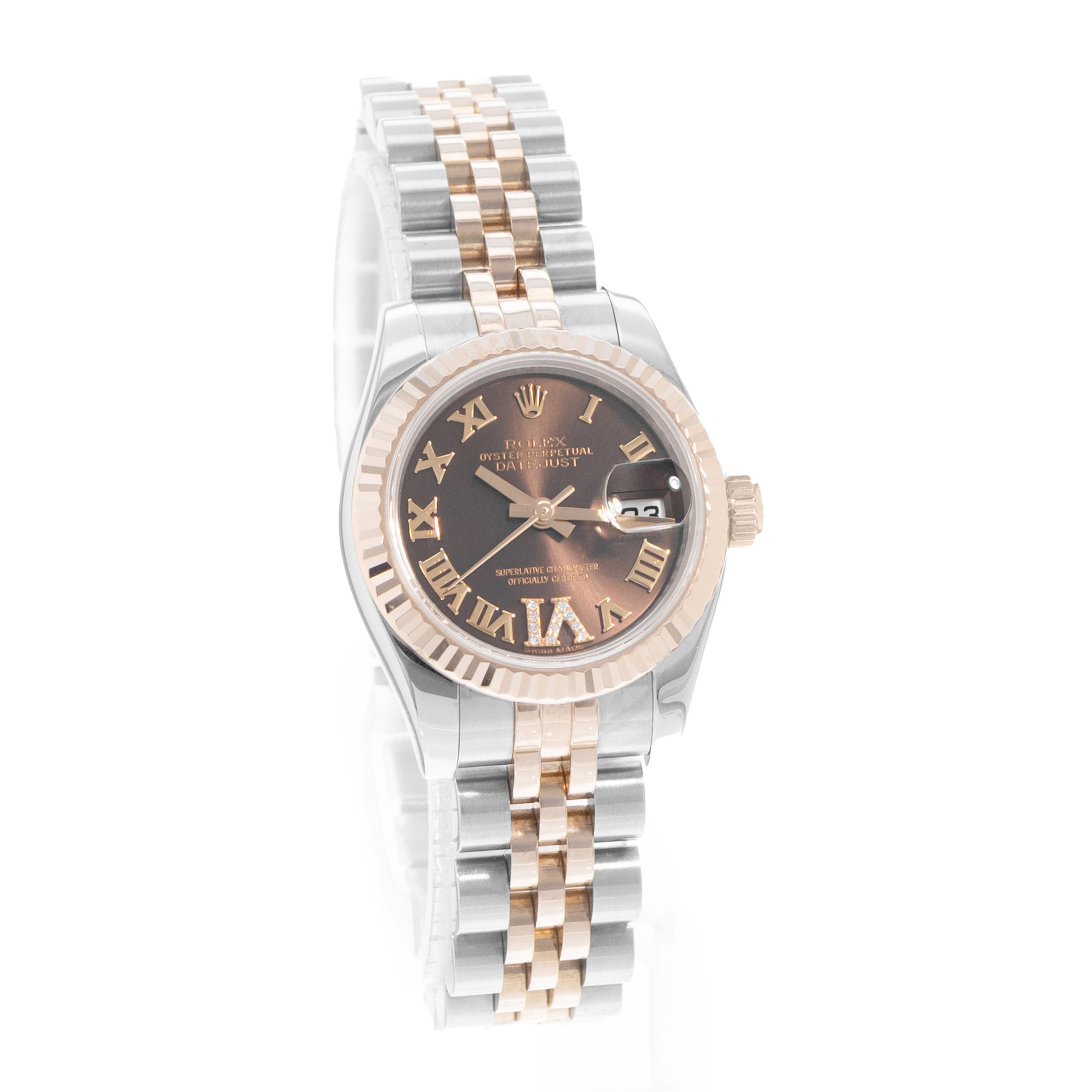 Rolex Datejust 26 179171 Chocolate Steel Rose Gold Automatic Ladies Watch Card thumbnail 7