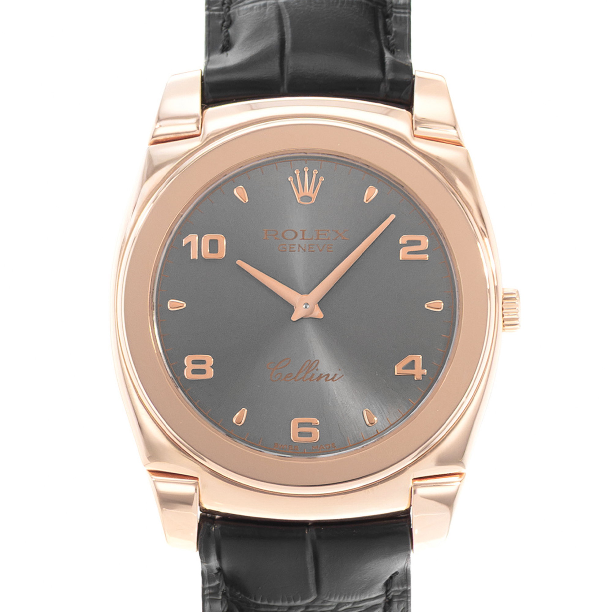Rolex Cellini 5330 36mm Silver Arabic Rose Gold Leather Manual Wind Mens Watch thumbnail 1
