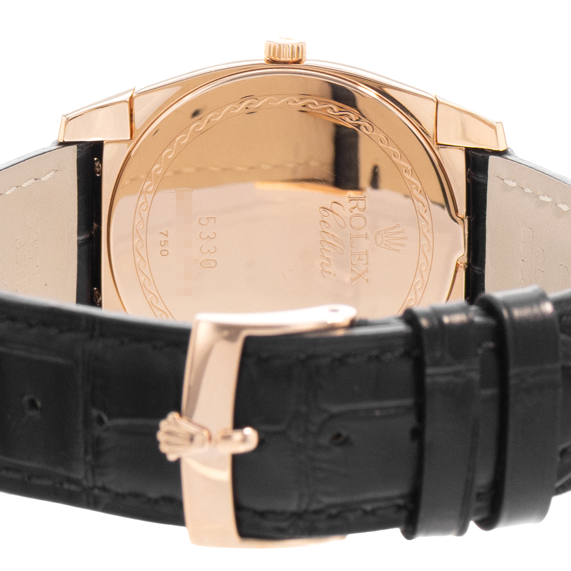 Rolex Cellini 5330 36mm Silver Arabic Rose Gold Leather Manual Wind Mens Watch thumbnail 8